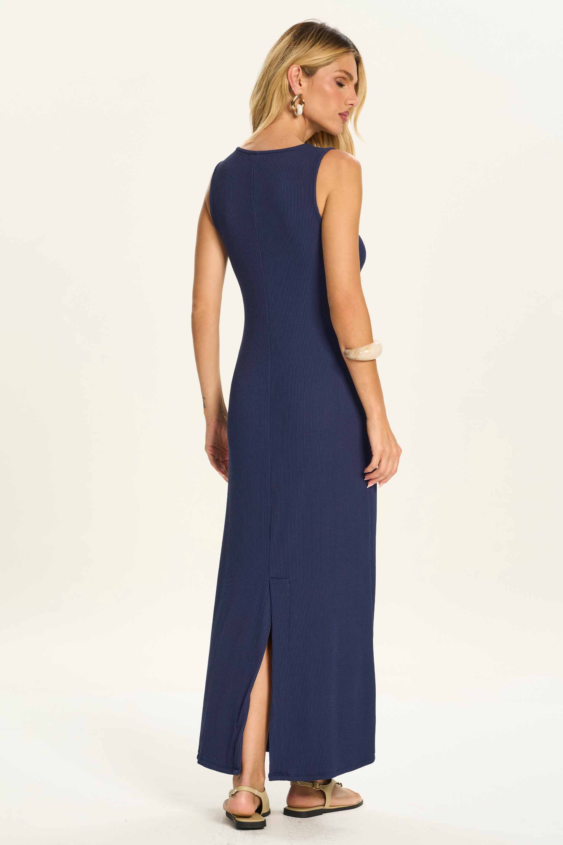 Vestido Longo Detalhe Dourado na Alça Miragem - Doce Trama