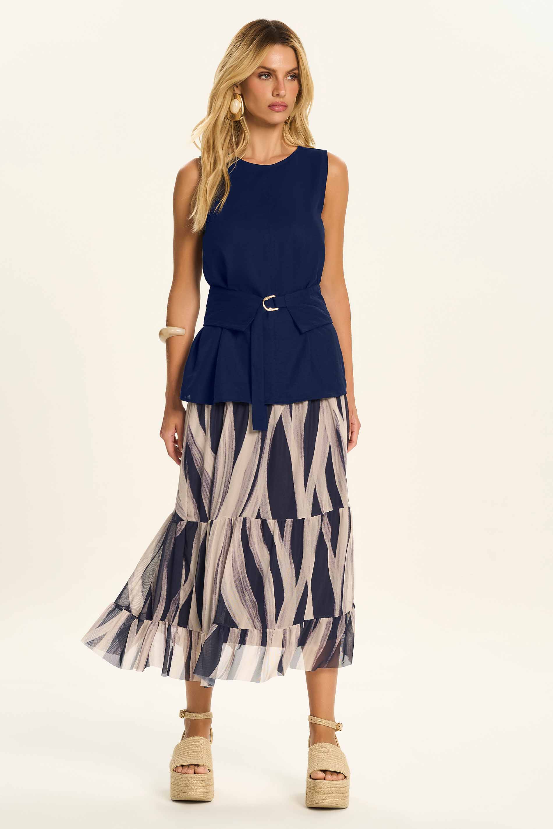 Blusa Feminina em Linho com Cinto Duna - Doce Trama