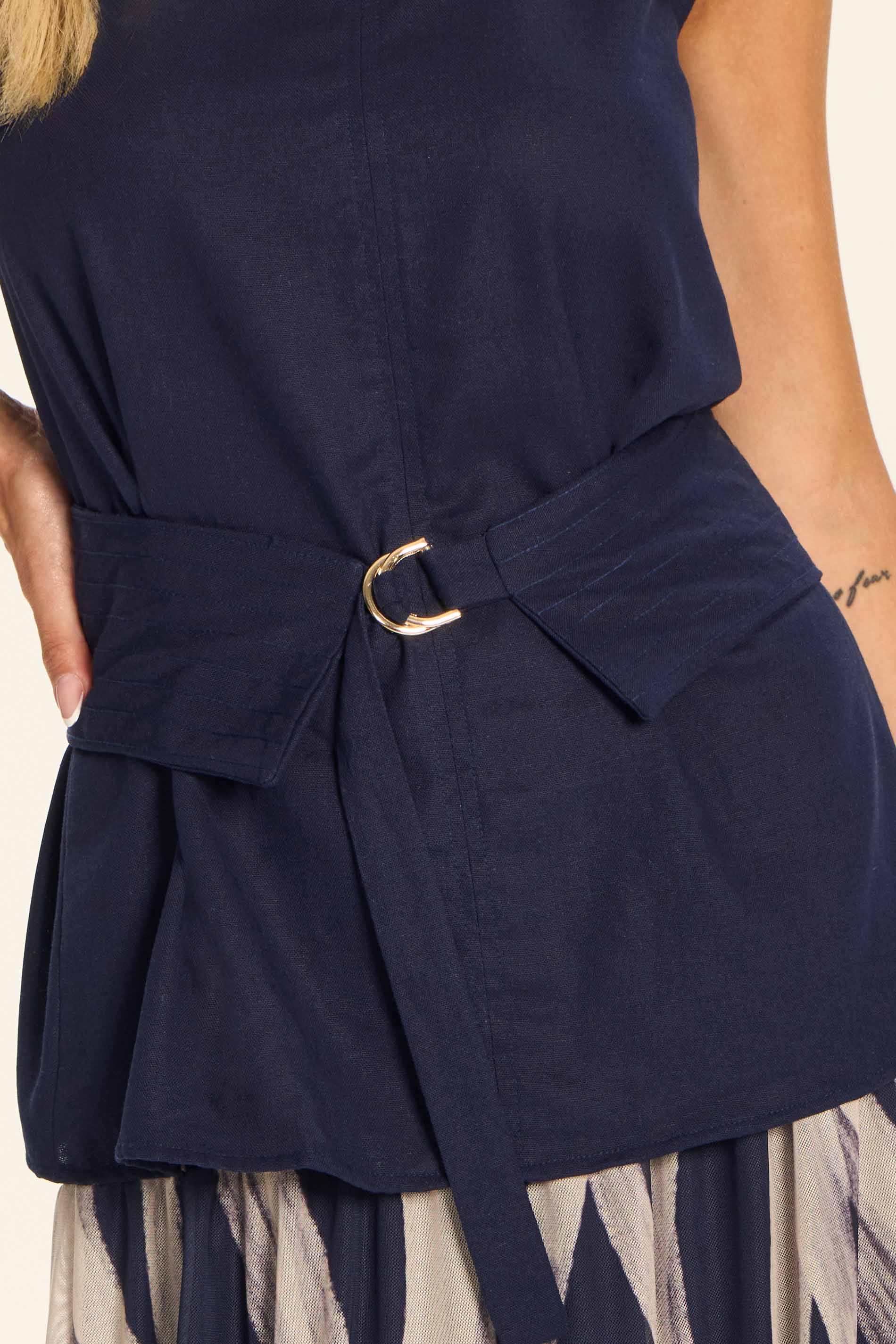 Blusa Feminina em Linho com Cinto Duna - Doce Trama