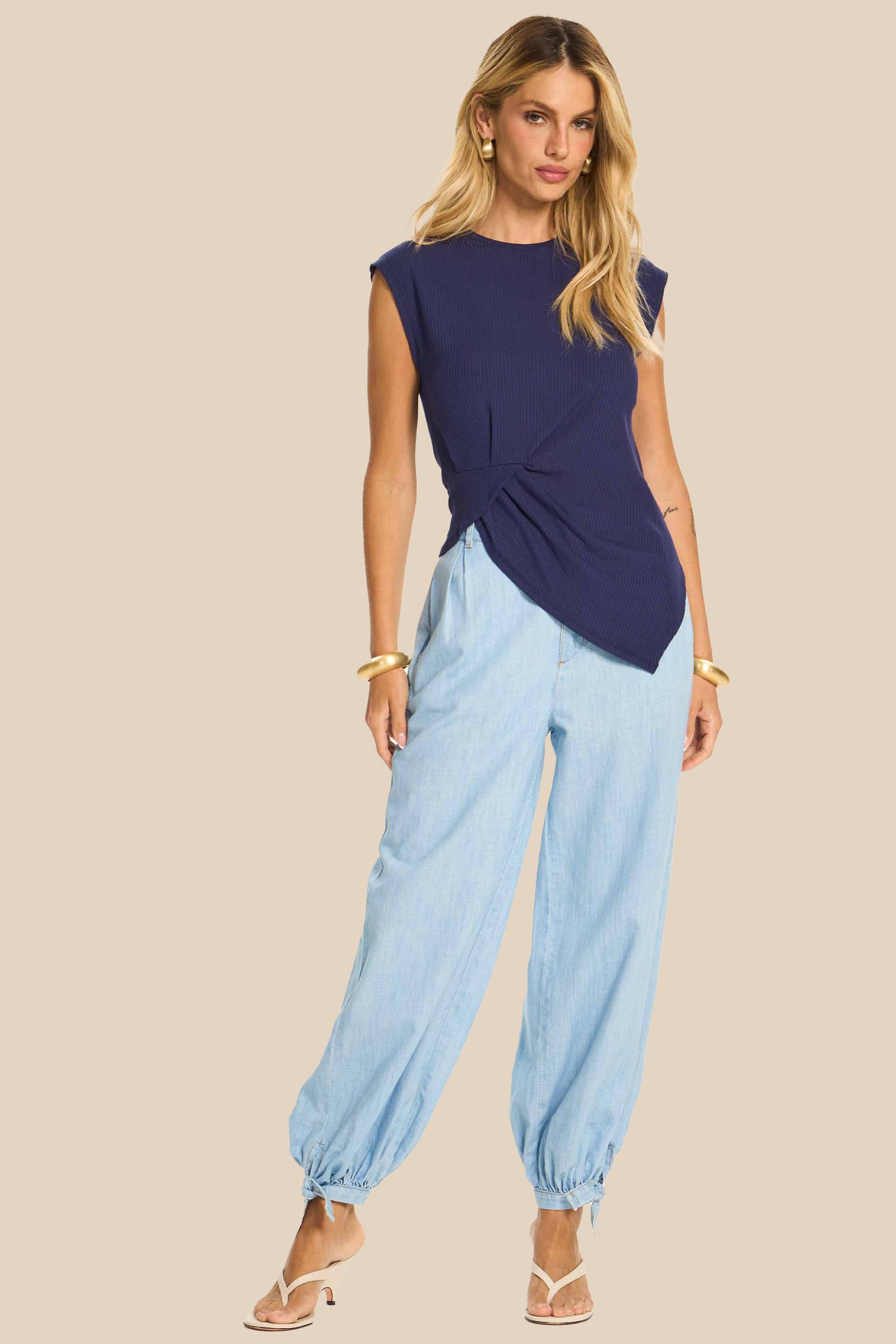 Blusa Feminina Assimétrica Canelada Miragem - Doce Trama