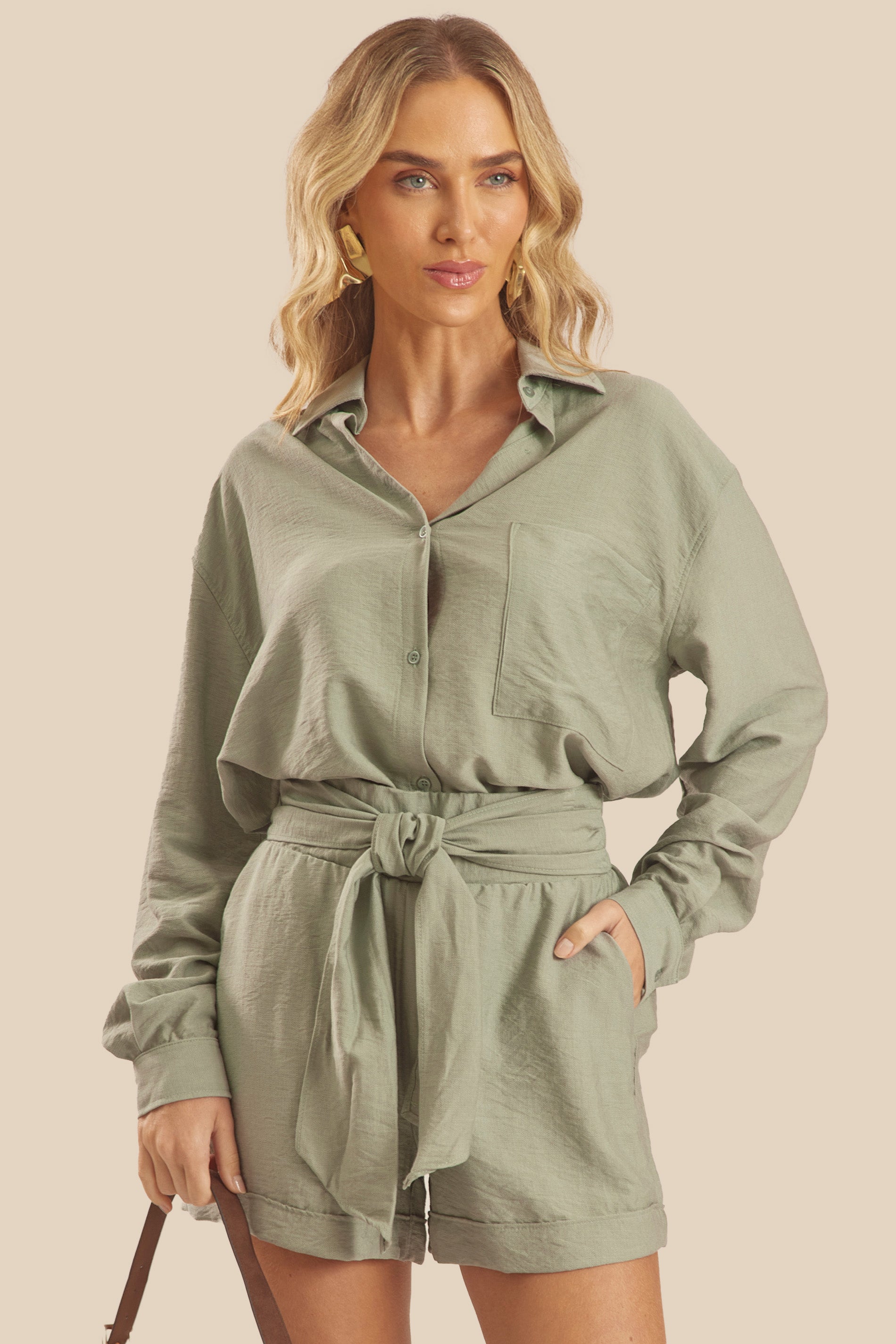Camisa Oversized Manga Longa Creponada Miragem - Doce Trama