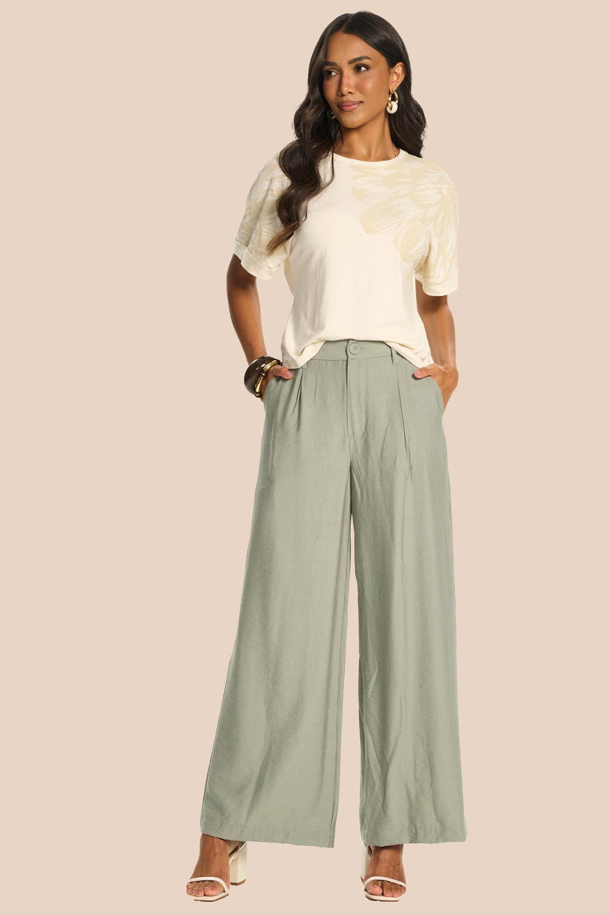 Calça Pantalona Creponada Miragem - Doce Trama