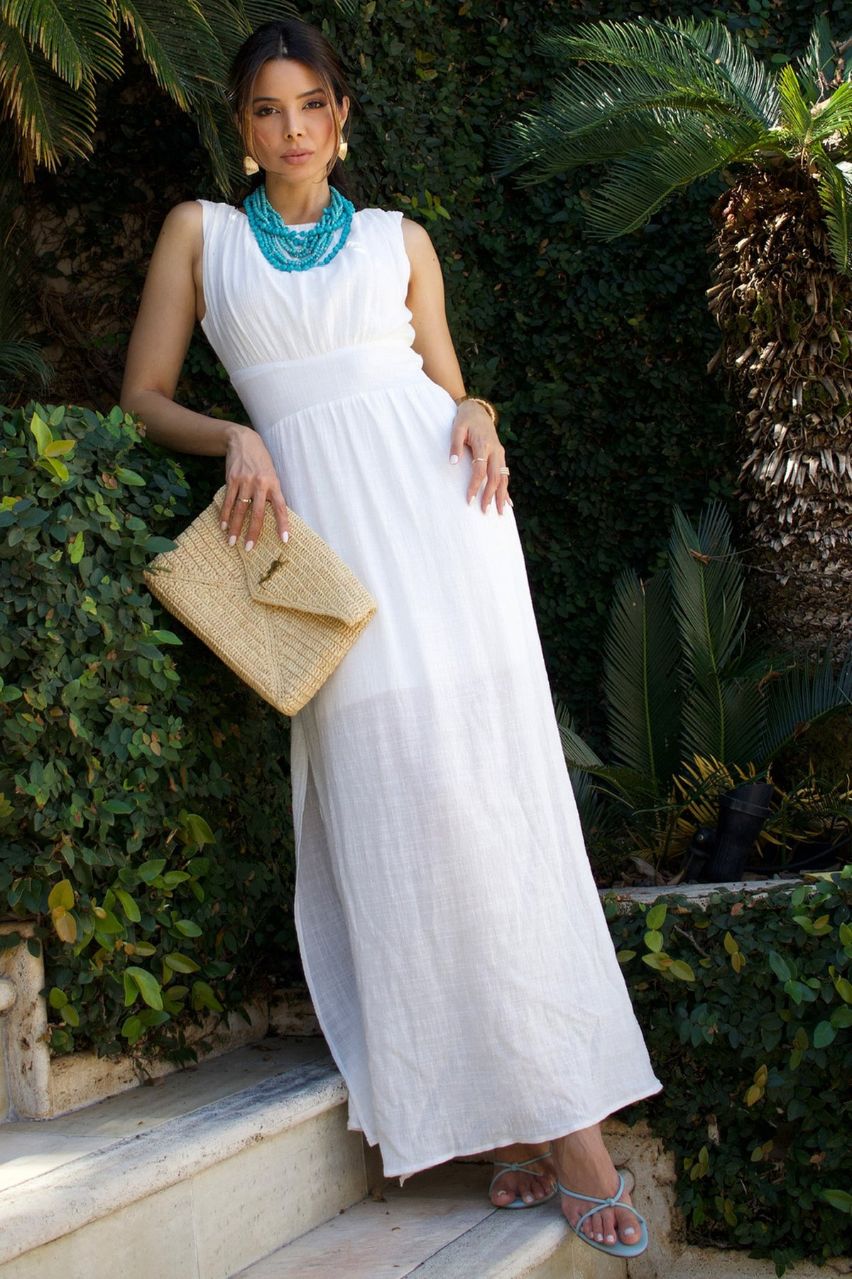 Vestido Longo Evasê Algodão Acinturado Miragem - Doce Trama