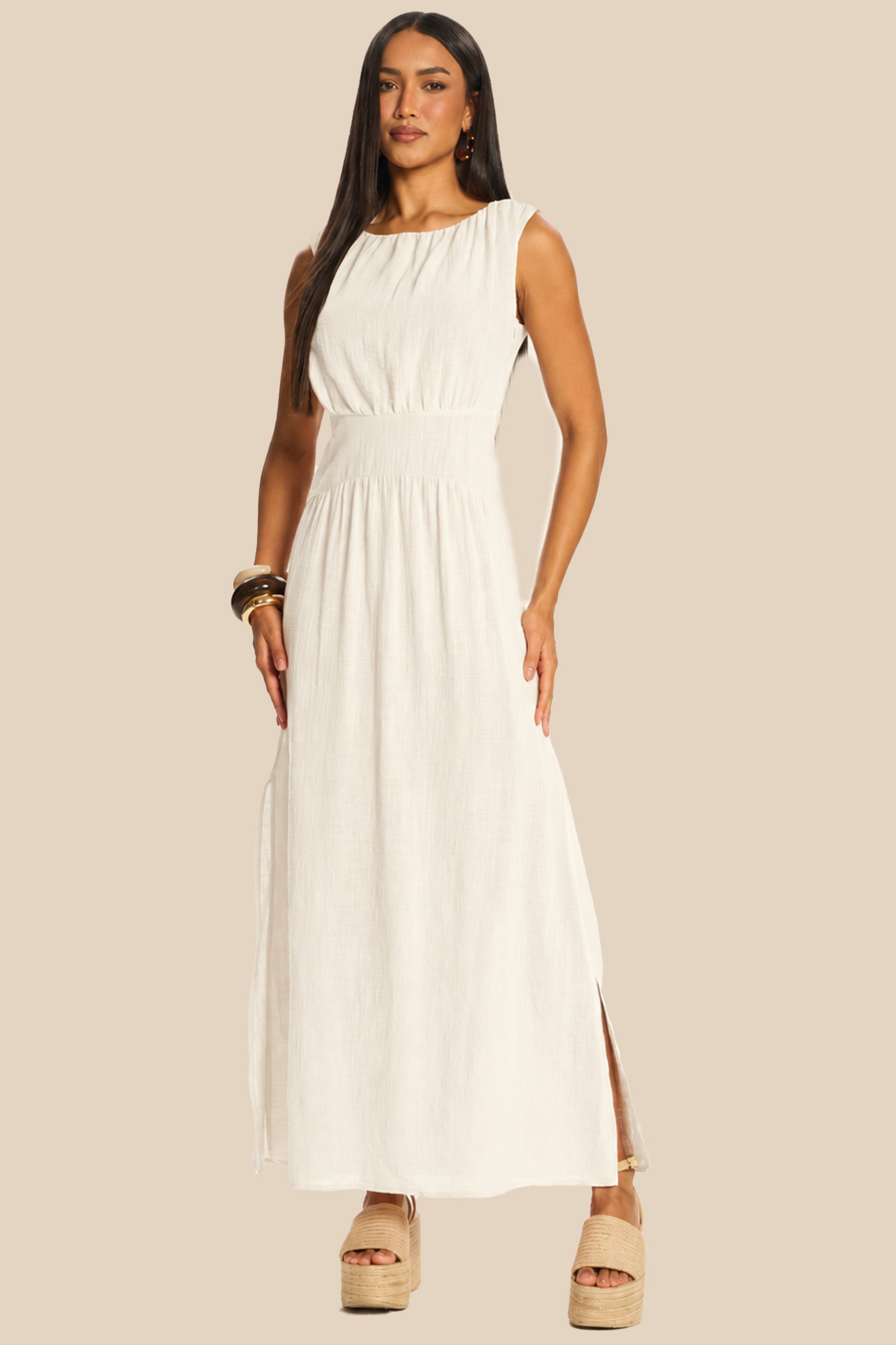 Vestido Longo Evasê Algodão Acinturado Miragem - Doce Trama