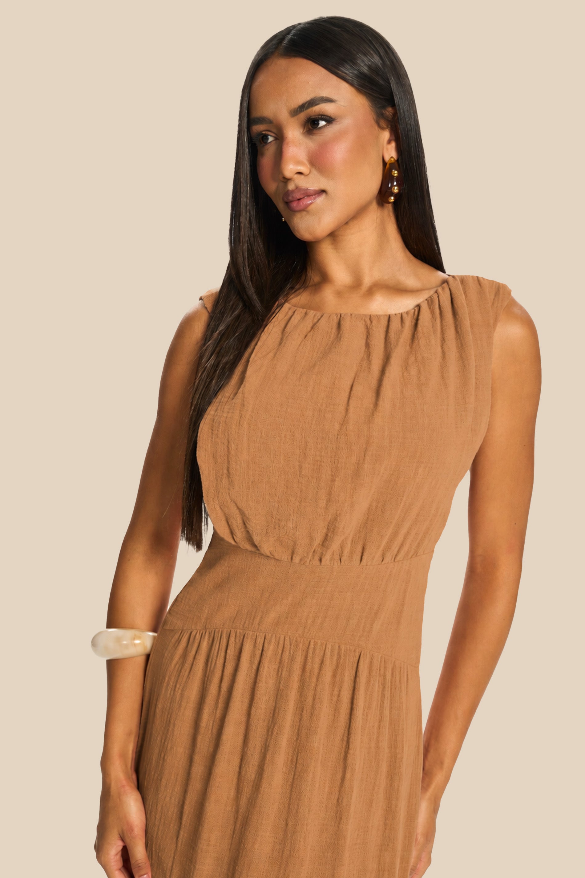 Vestido Longo Evasê Algodão Acinturado Miragem - Doce Trama