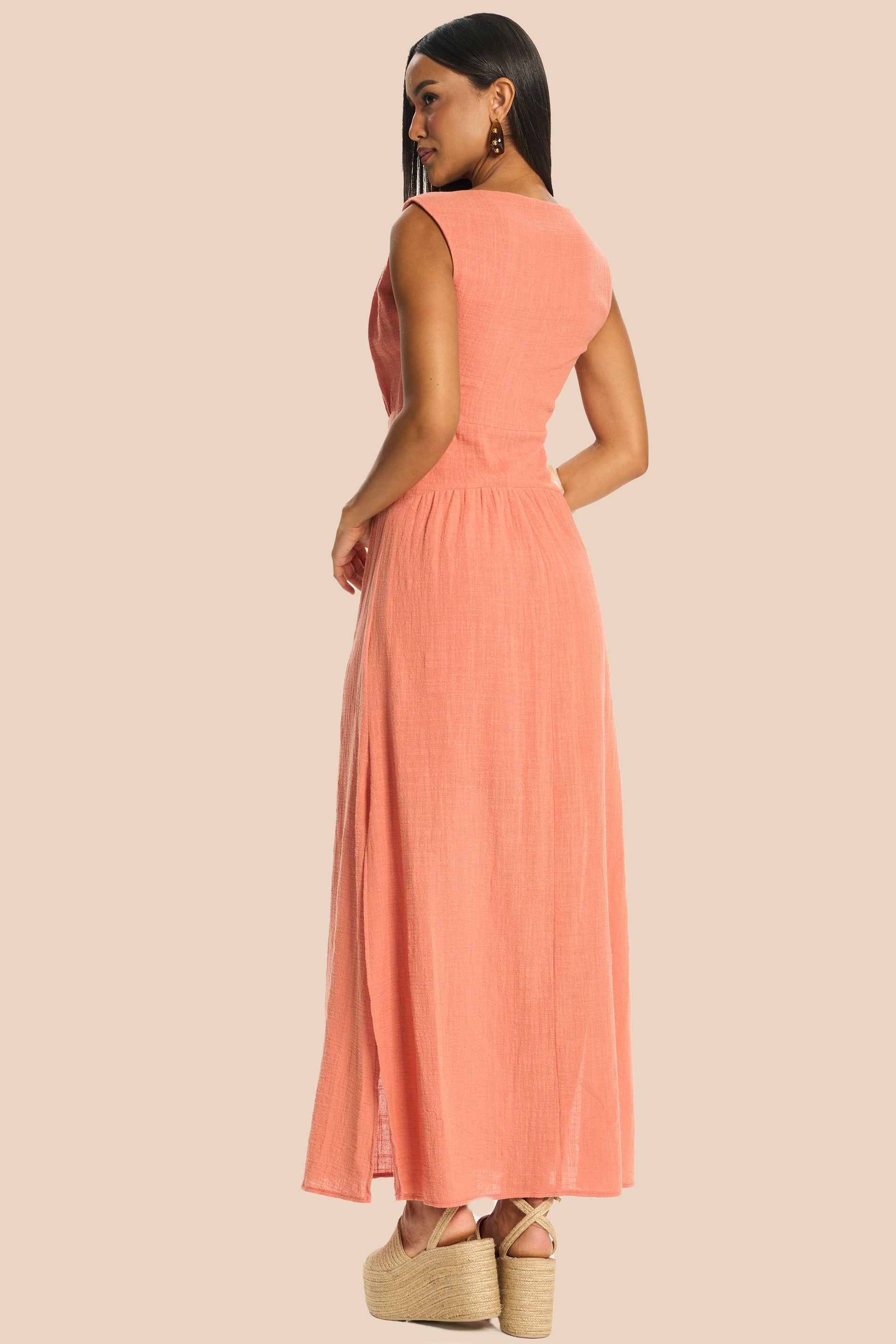 Vestido Longo Evasê Algodão Acinturado Miragem - Doce Trama