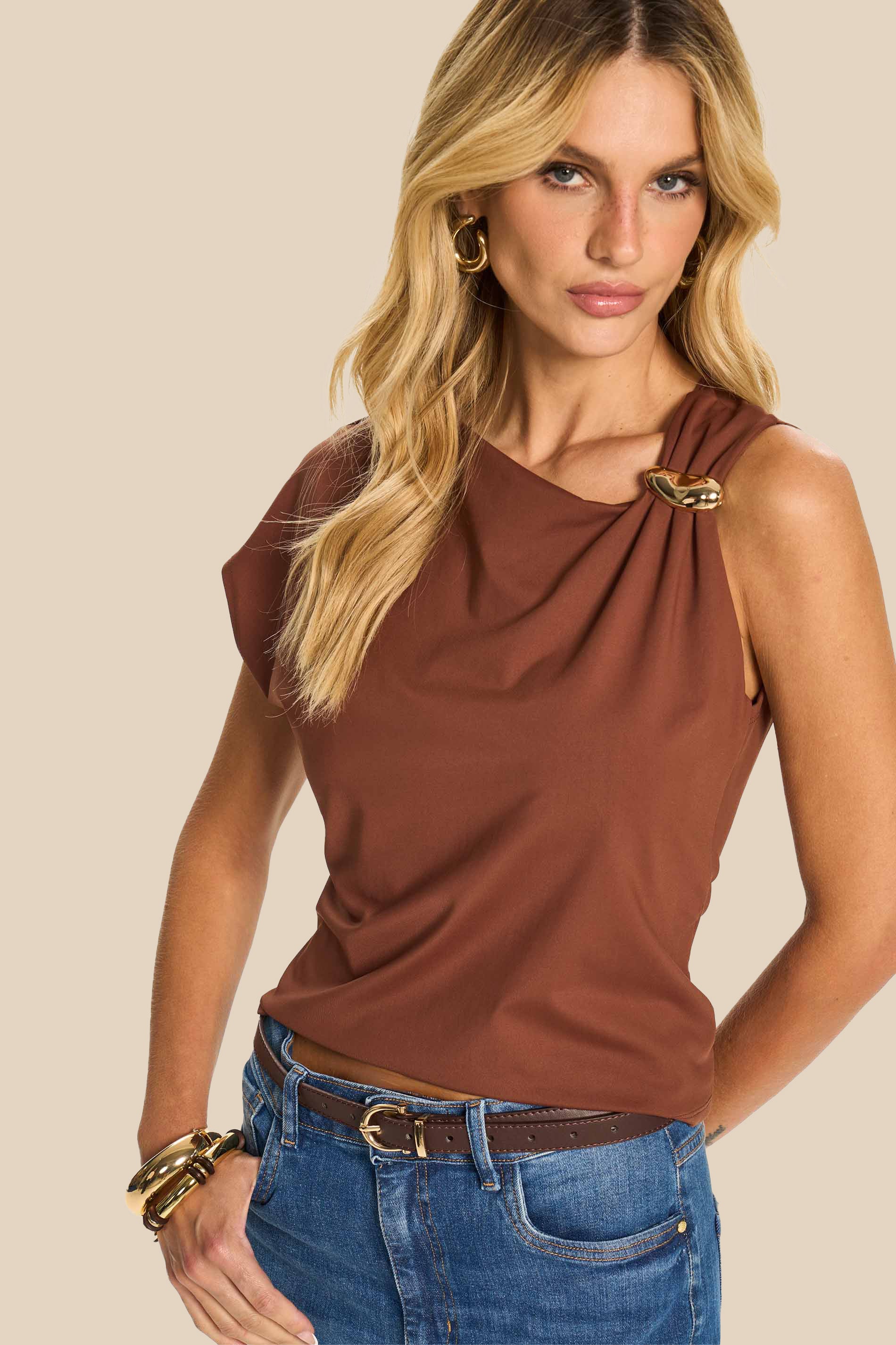 Blusa Manga Curta com Aplique Orgânico Miragem - Doce Trama