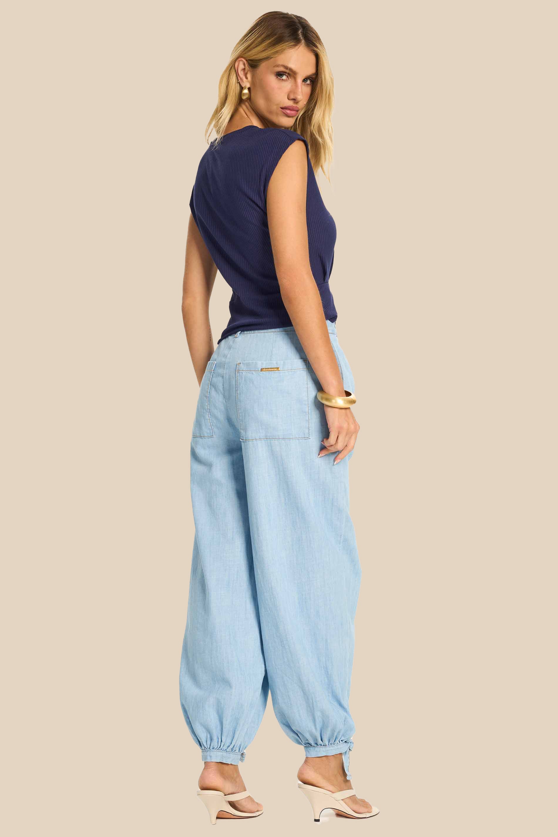 Calça Jeans Aladim com Barra Ajustável Miragem - Doce Trama