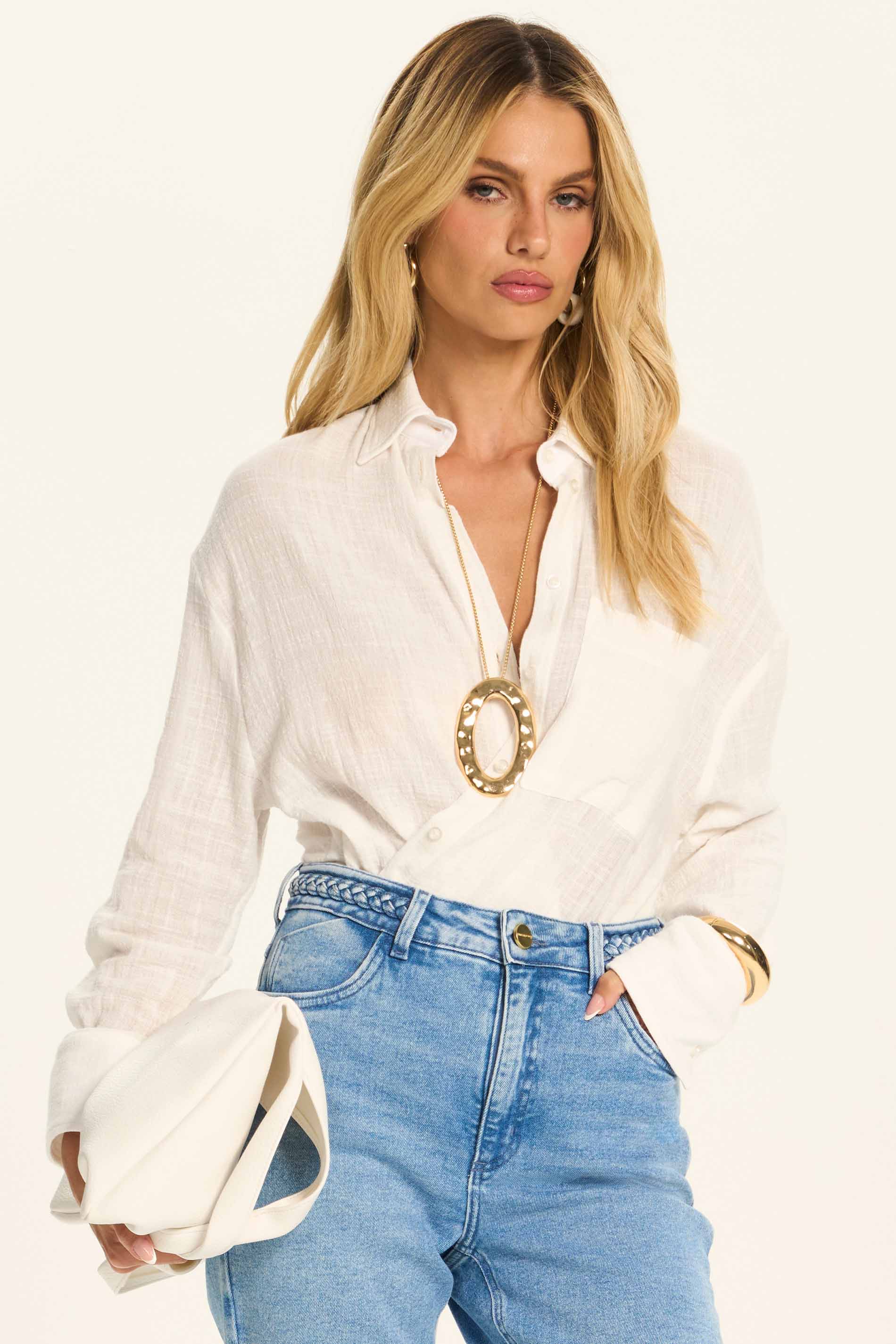 Camisa Oversized em Algodão Texturizado Miragem - Doce Trama