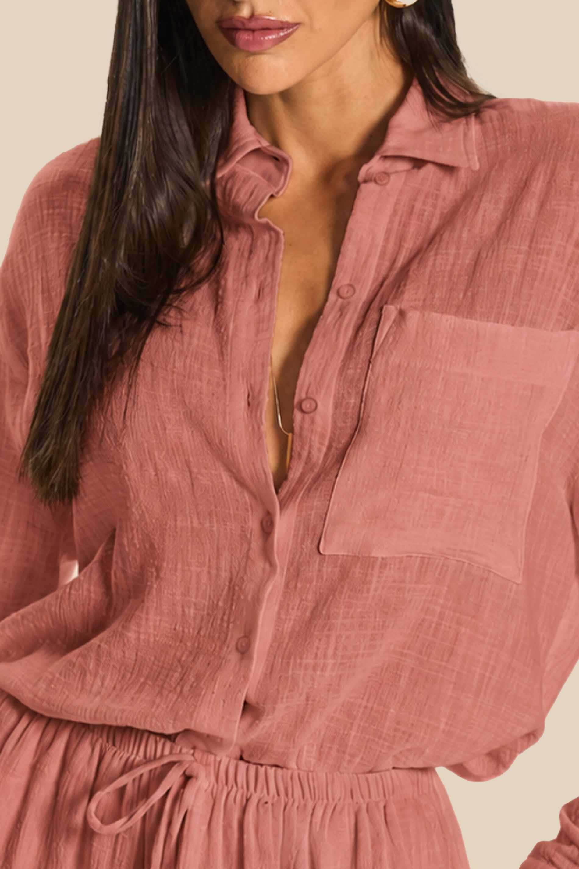 Camisa Oversized em Algodão Texturizado Miragem - Doce Trama