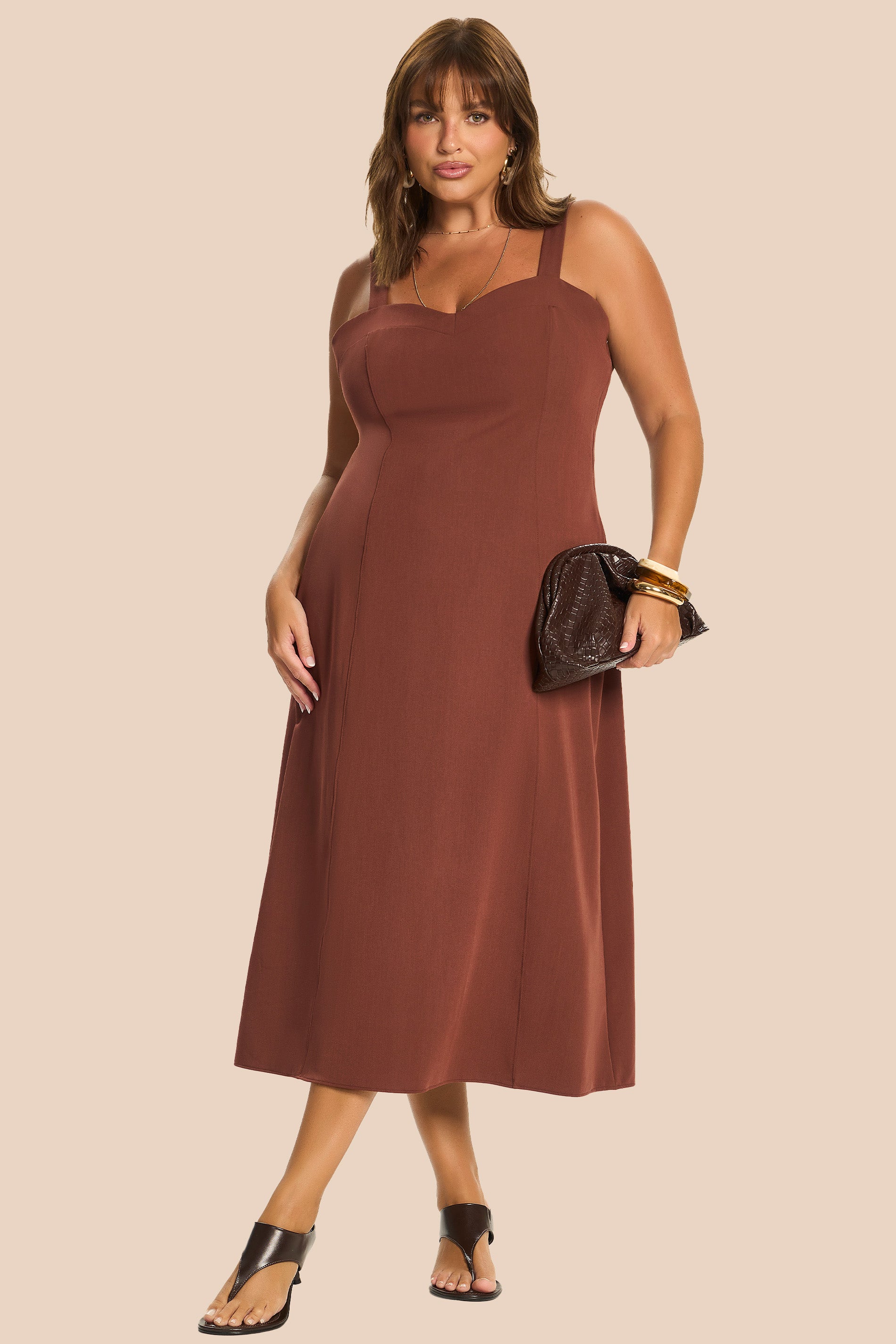 Vestido Midi de Alça em Alfaiataria Miragem - Doce Trama