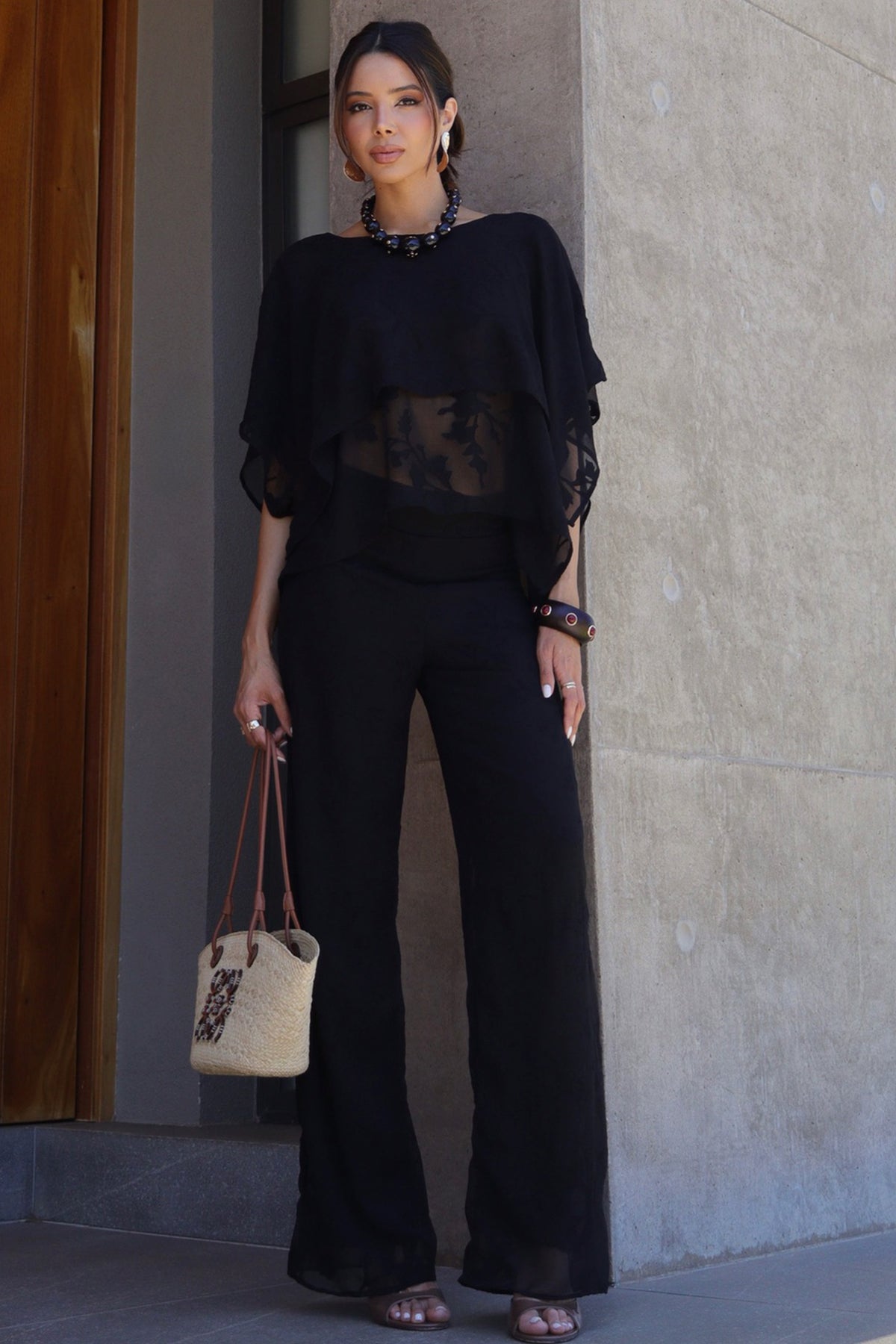 Calça Pantalona Chiffon Floral Miragem - Doce Trama