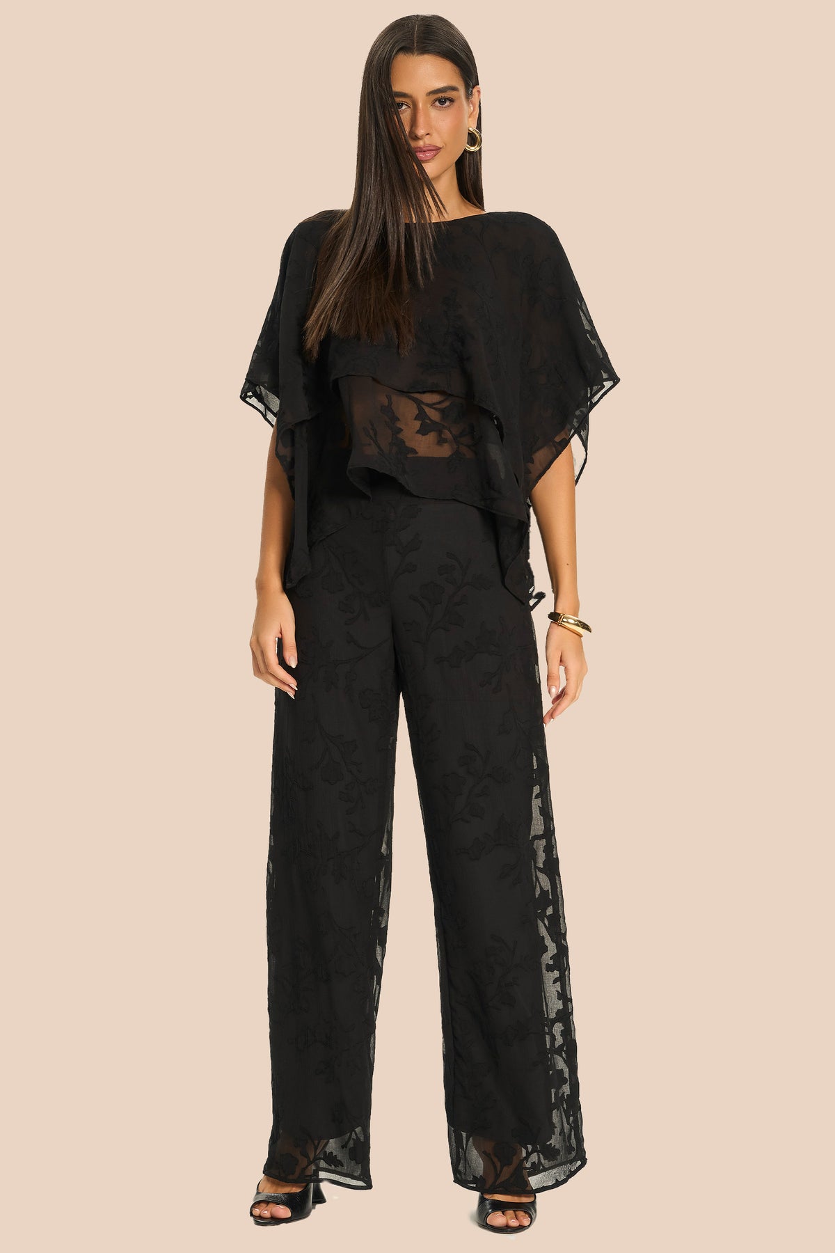 Calça Pantalona Chiffon Floral Miragem - Doce Trama