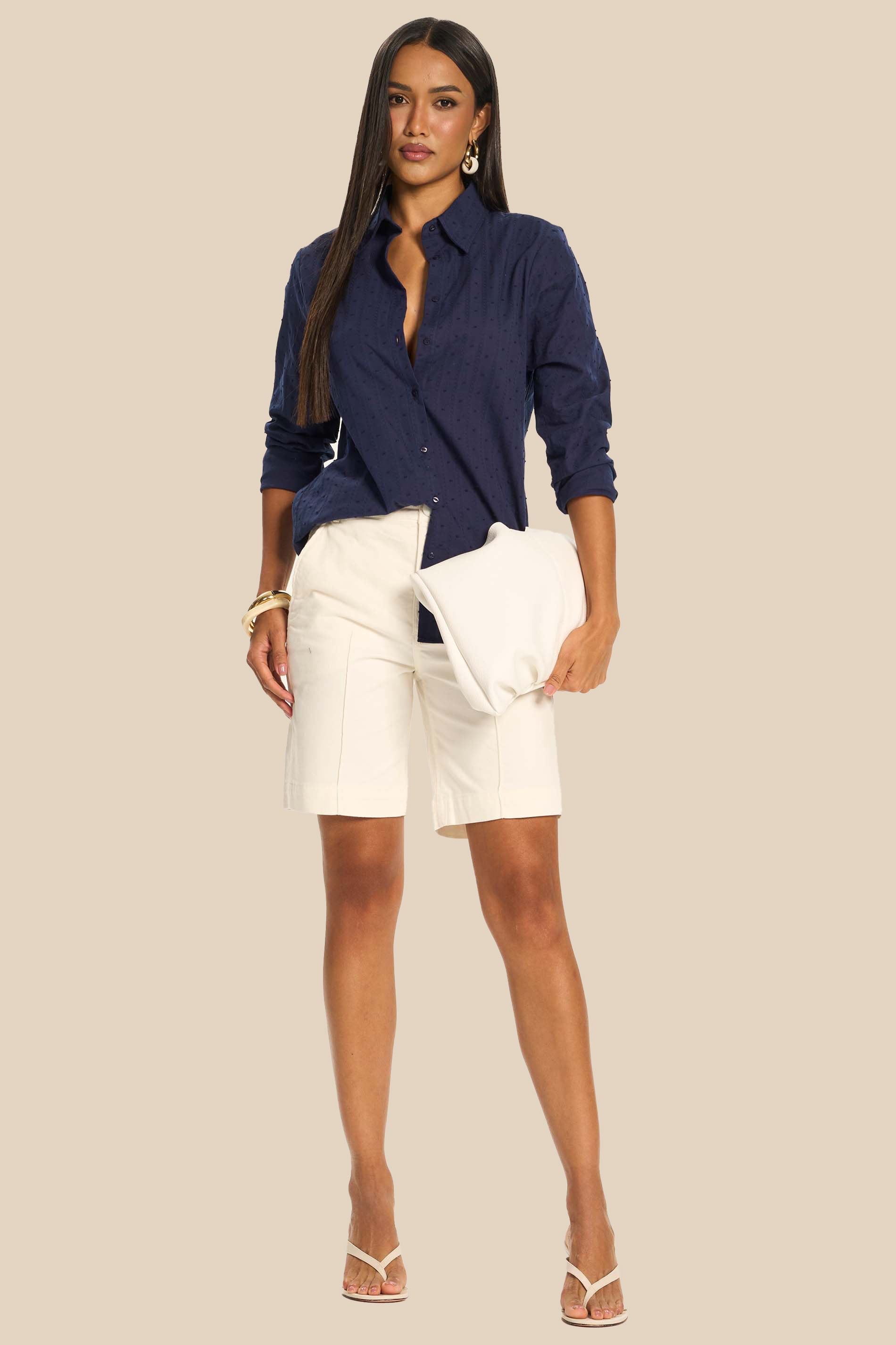 Camisa Feminina Manga Longa Texturizada Duna - Doce