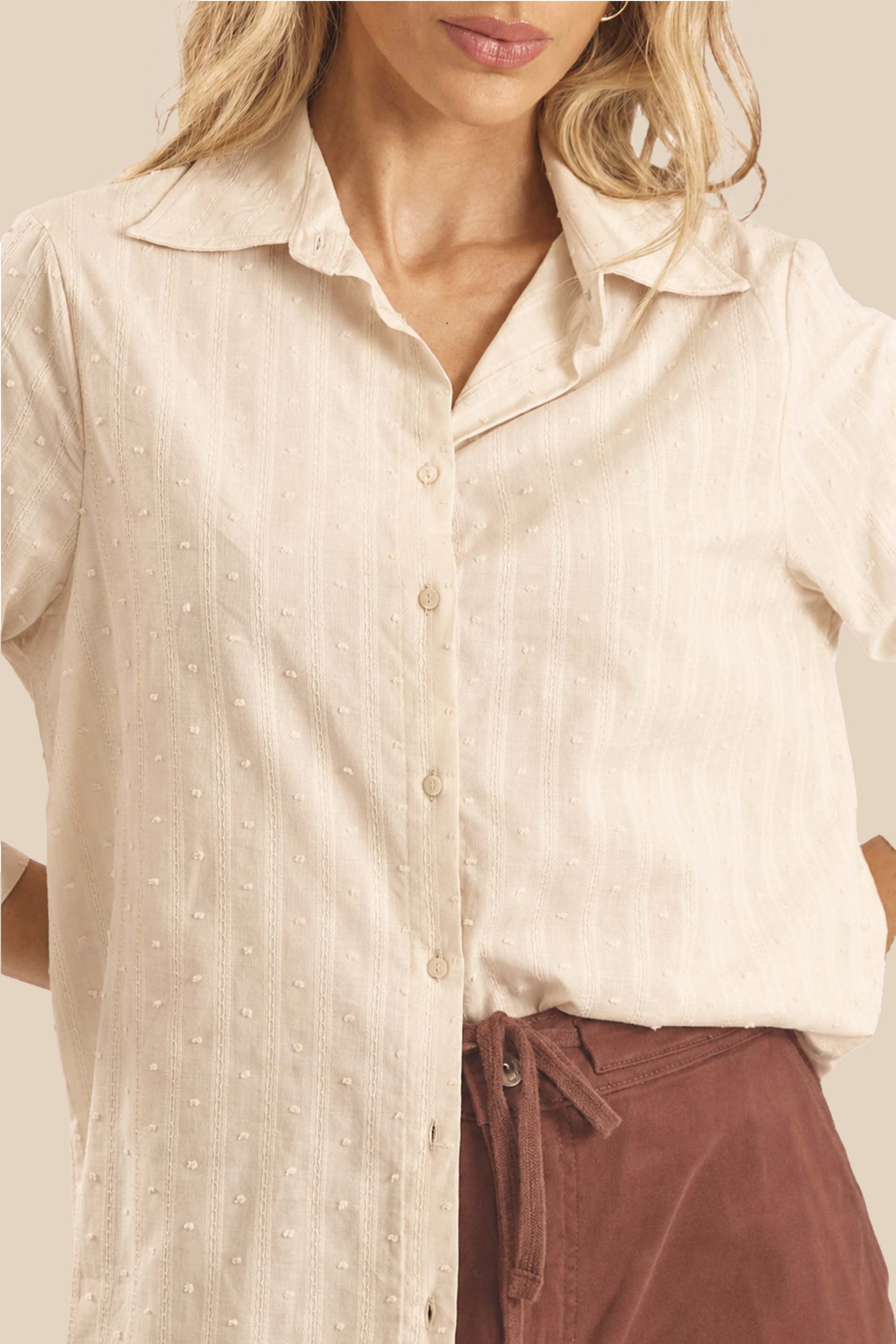 Camisa Feminina Manga Longa Texturizada Miragem - Doce