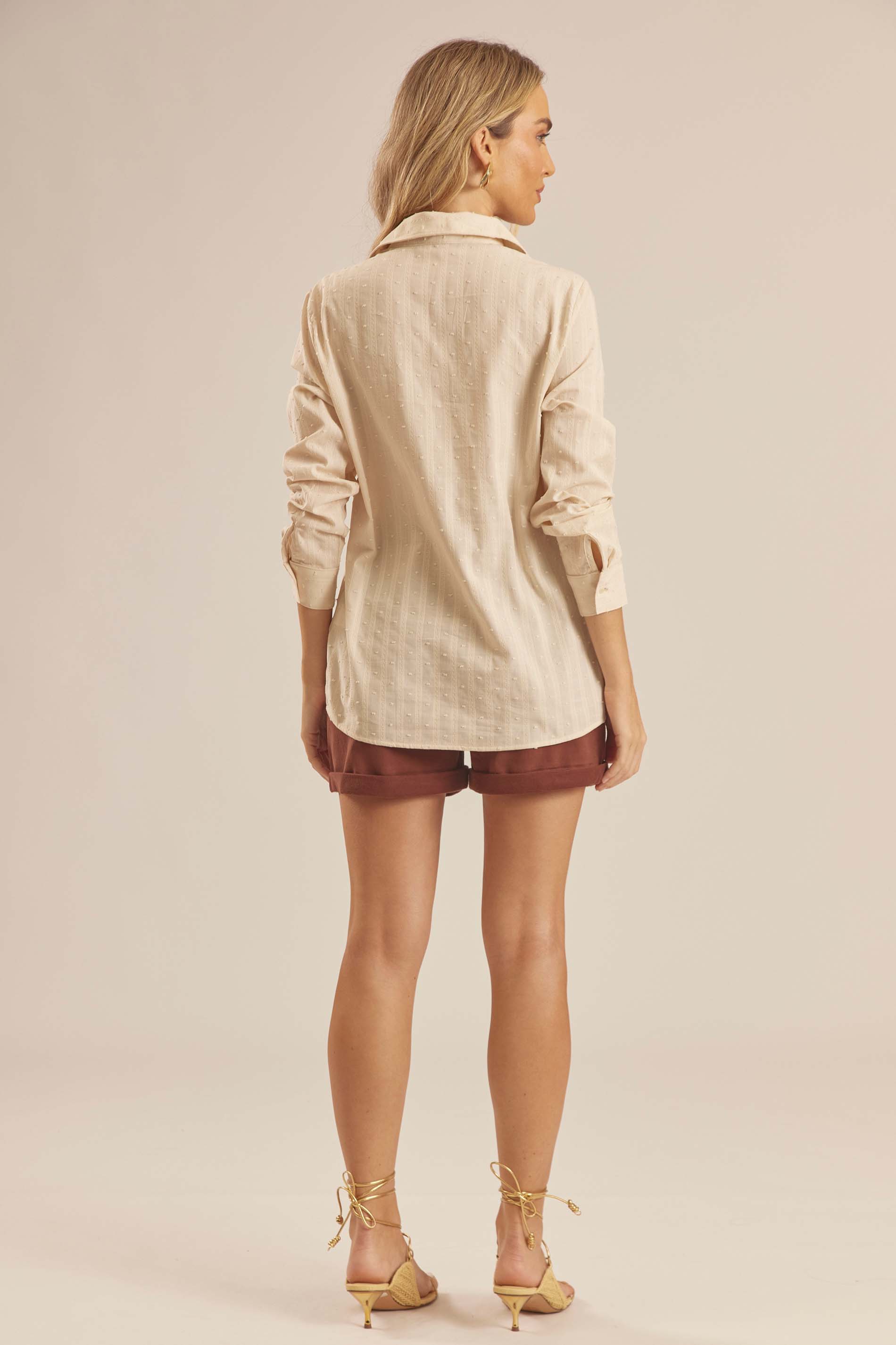 Camisa Feminina Manga Longa Texturizada Duna - Doce
