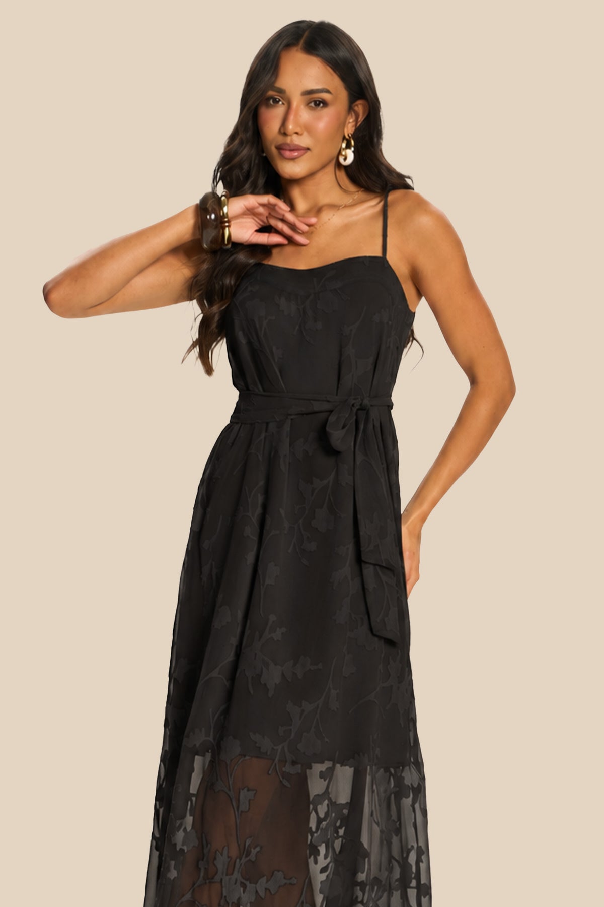 Vestido Longo Evasê Chiffon de Alça Miragem - Doce Trama