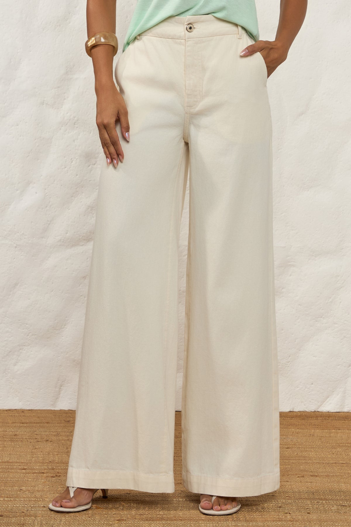 Calça Palazzo Jeans Reto Natural Resort - Doce Trama