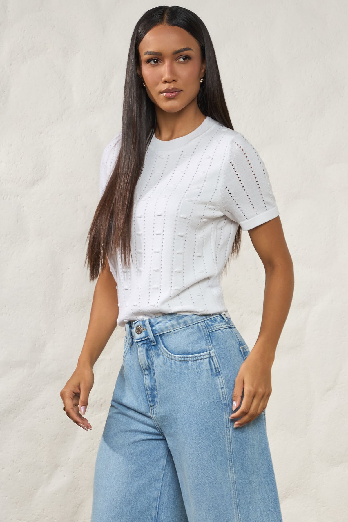 Calça Jeans Palazzo Clara Cintura Alta Resort - Doce Trama