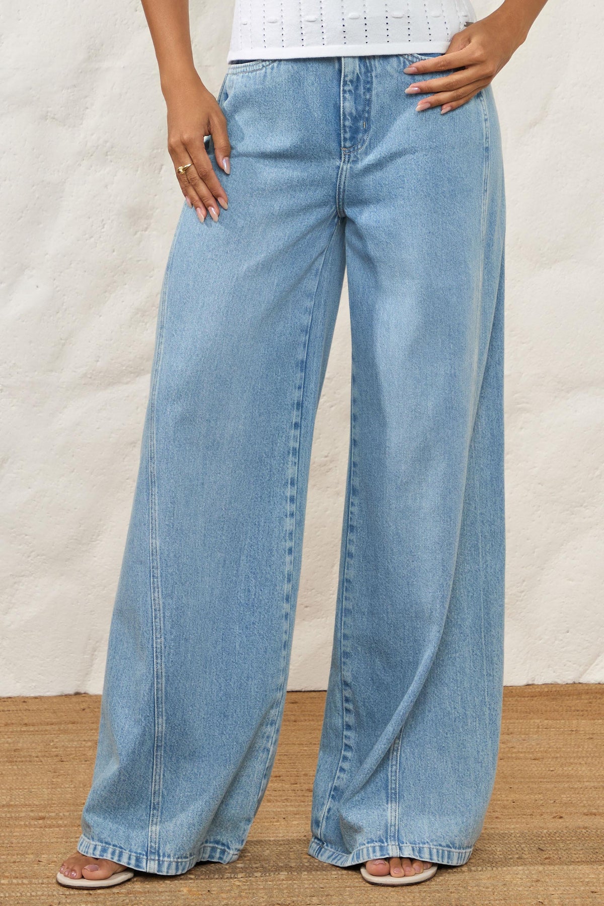 Calça Jeans Palazzo Clara Cintura Alta Resort - Doce Trama