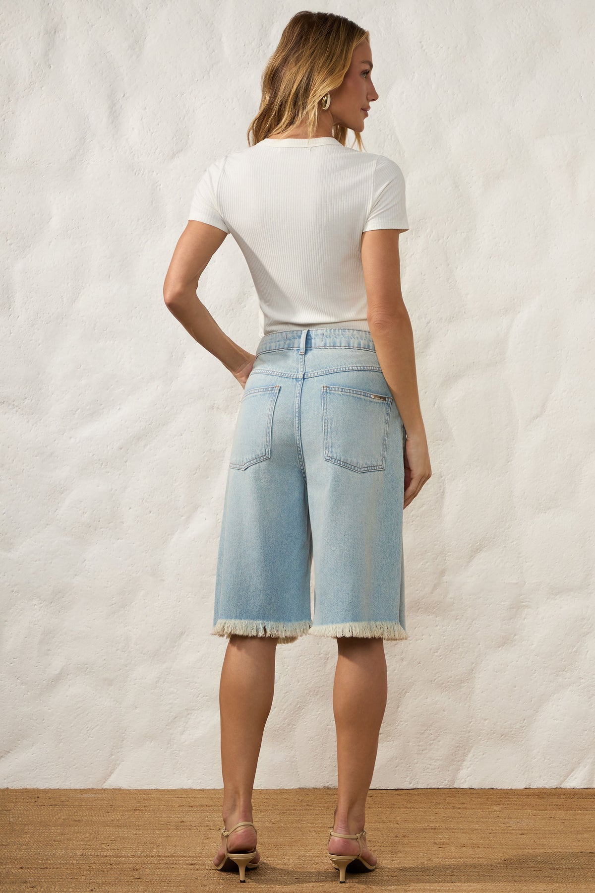 Bermuda Jorts Boyfriend Jeans Desfiado Resort - Doce Trama