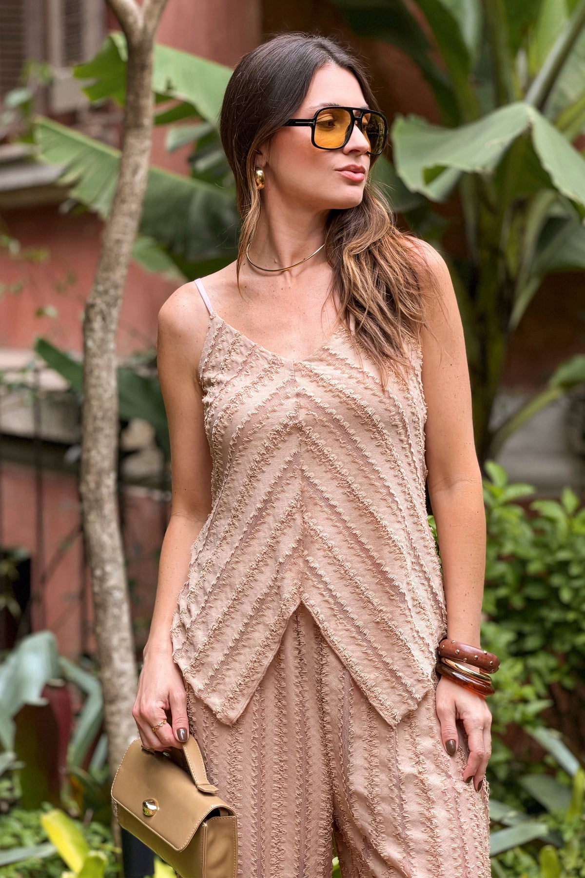 Blusa Feminina de Alça Tule Texturizado Resort - Doce Trama