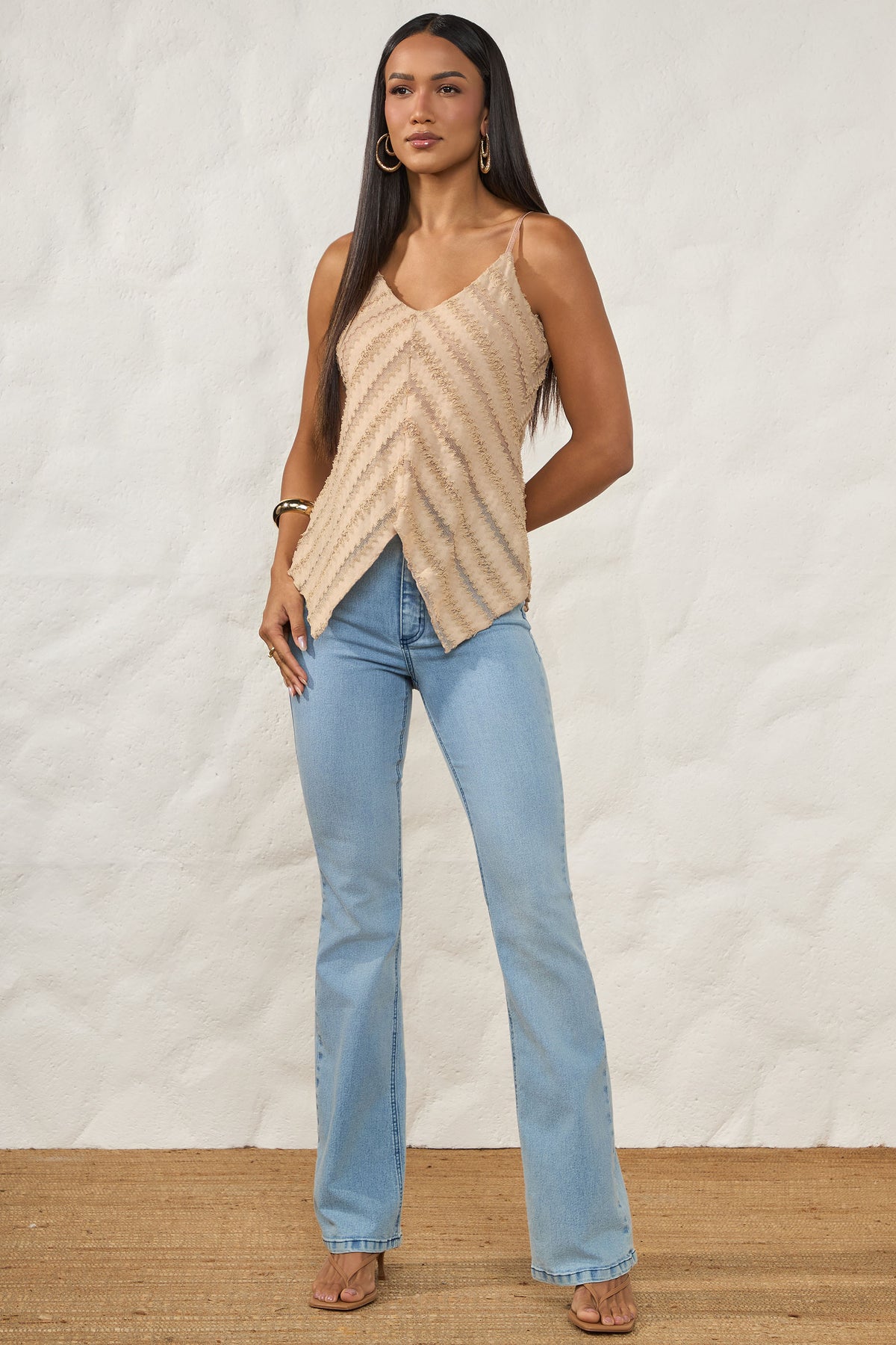 Blusa Feminina de Alça Tule Texturizado Resort - Doce Trama