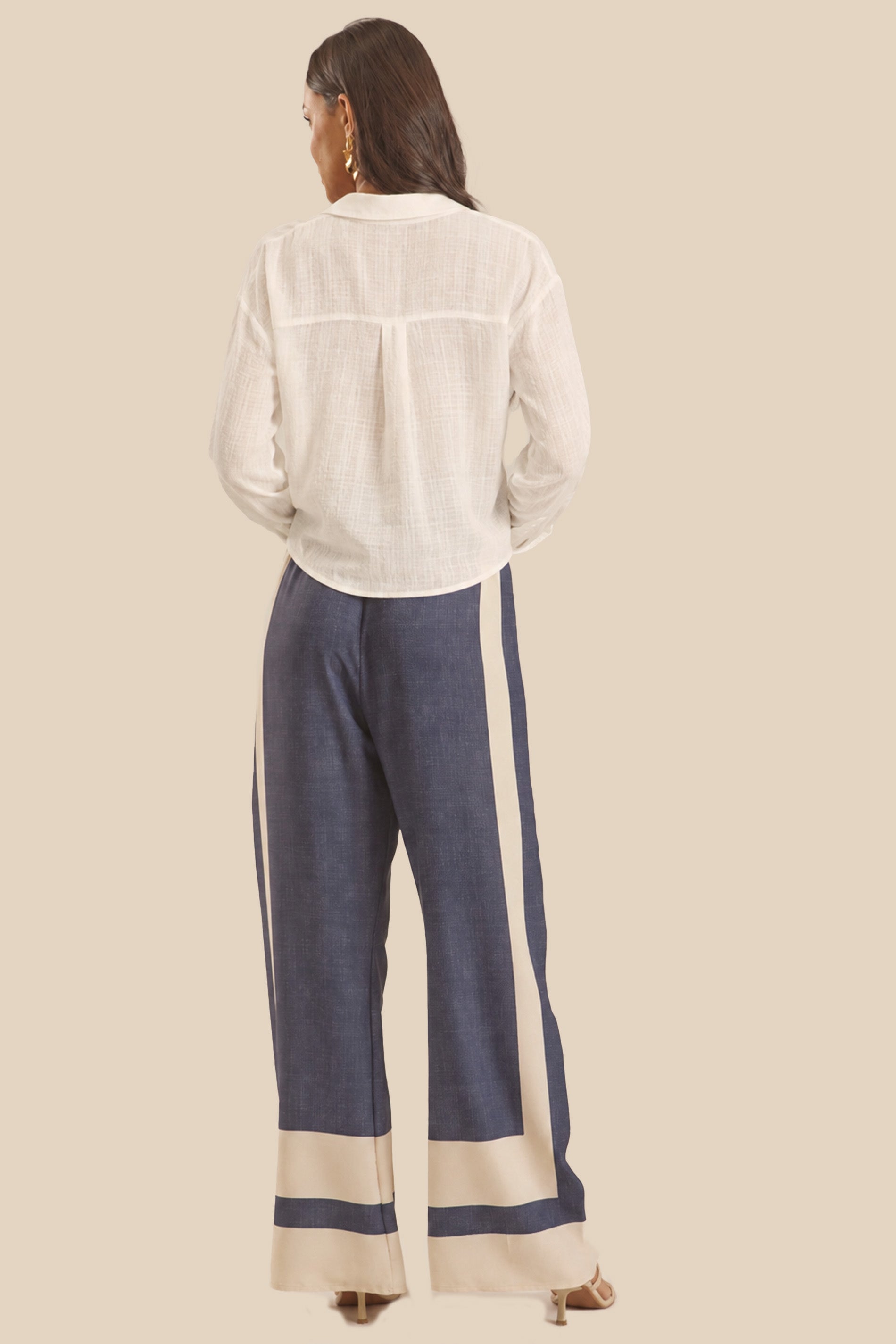 Calça Pantalona Plano Soft Listrada Miragem - Doce Trama