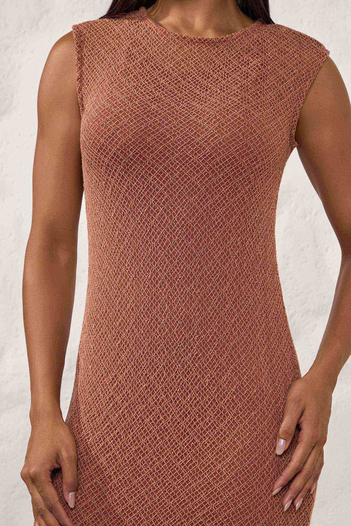 Vestido Longo Reto Tela Crochê Regata Resort - Doce Trama