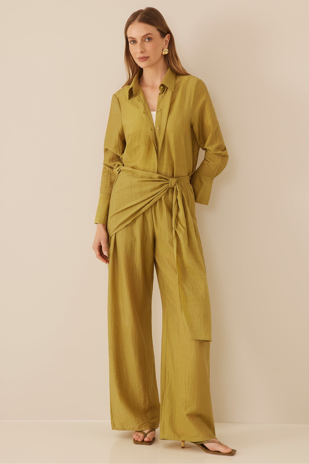 Camisa Feminina Texturizada Manga Longa Resort - Doce Trama