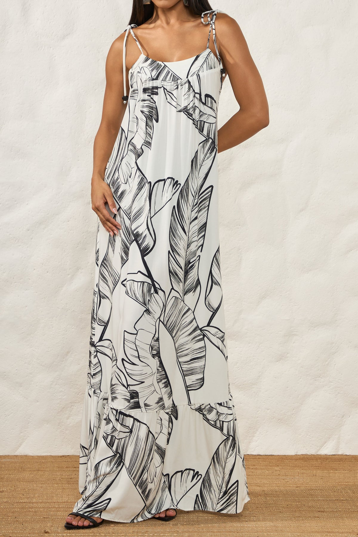 Vestido Longo Evasê em Viscose Resort - Doce Trama