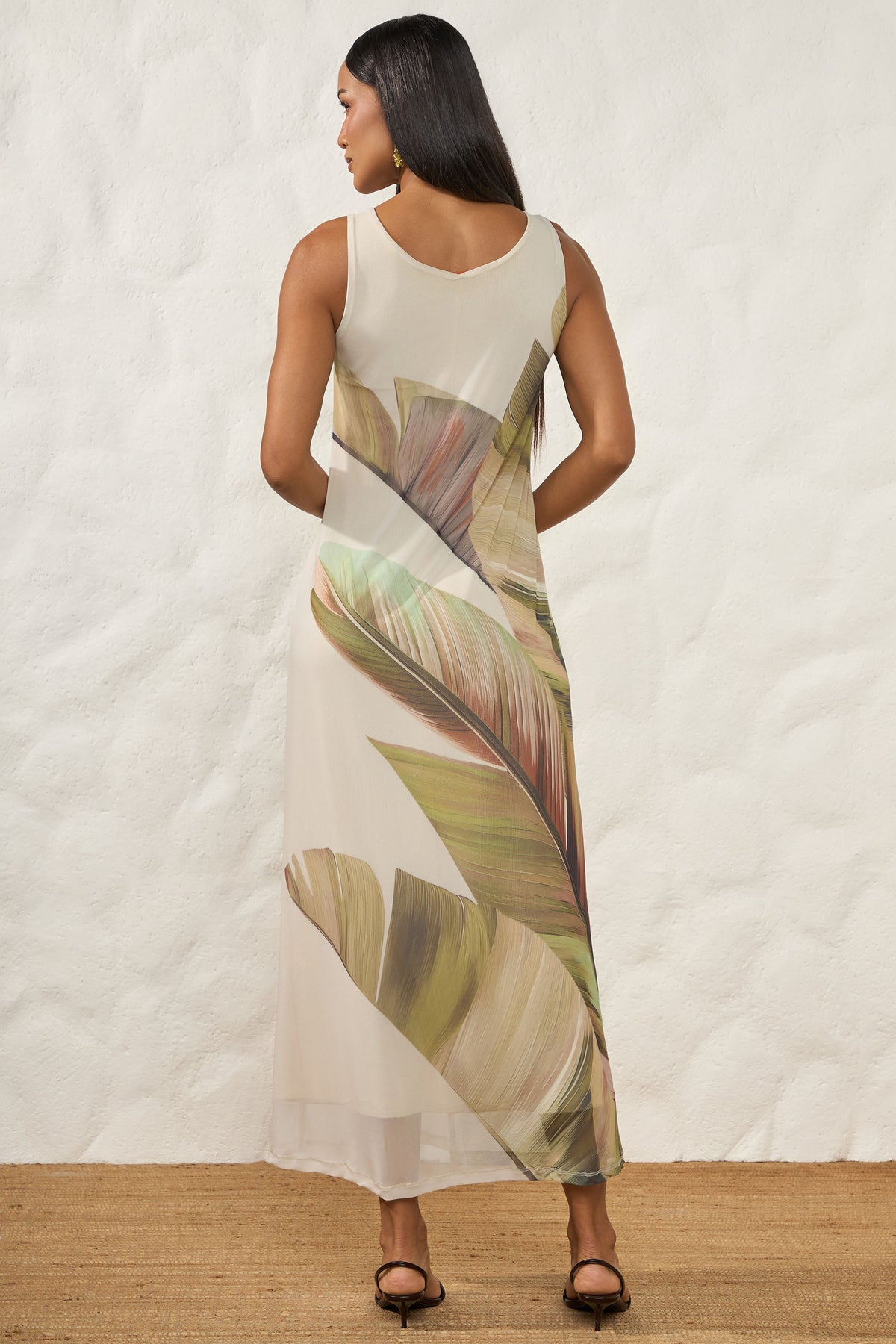 Vestido Longo Reto Tule Estampado Resort - Doce Trama