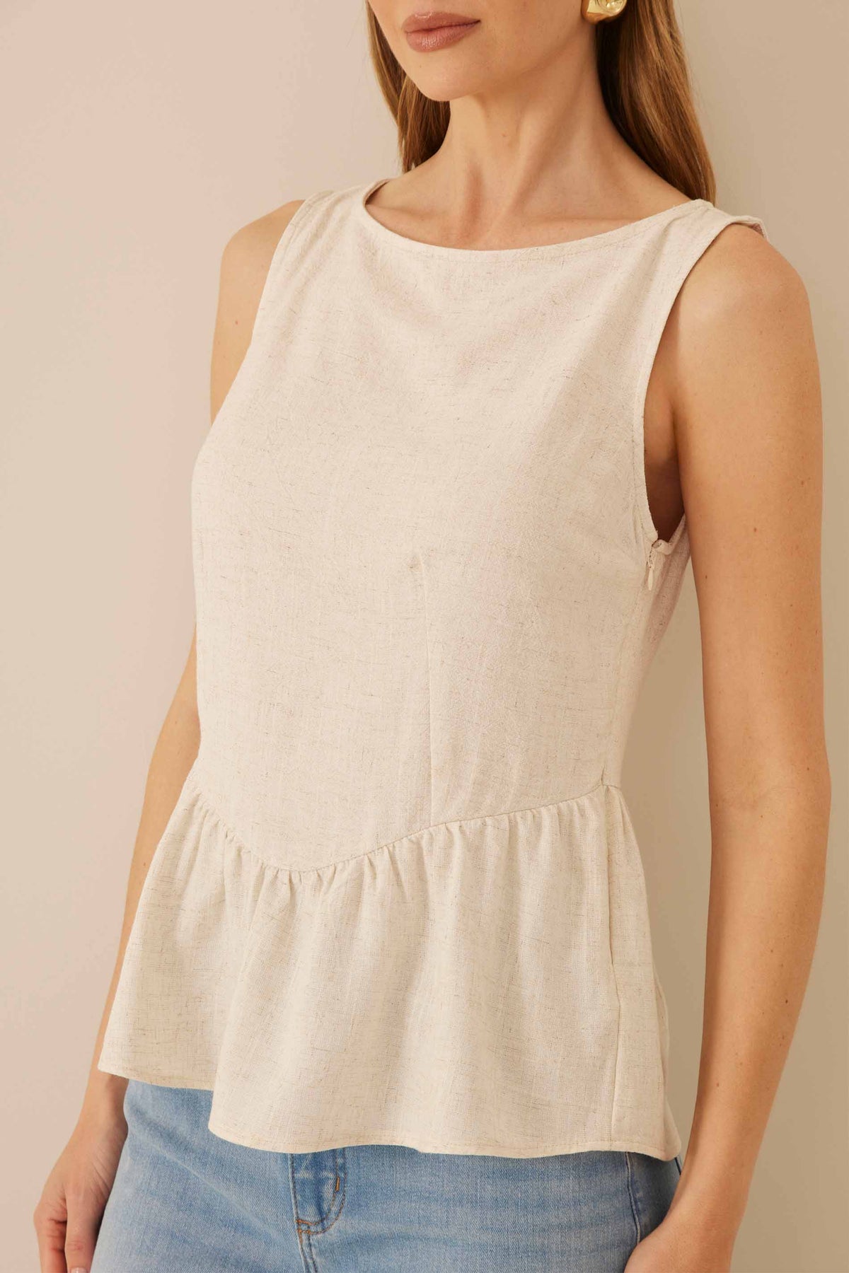 Blusa Peplum em Tecido Plano Resort - Doce Trama