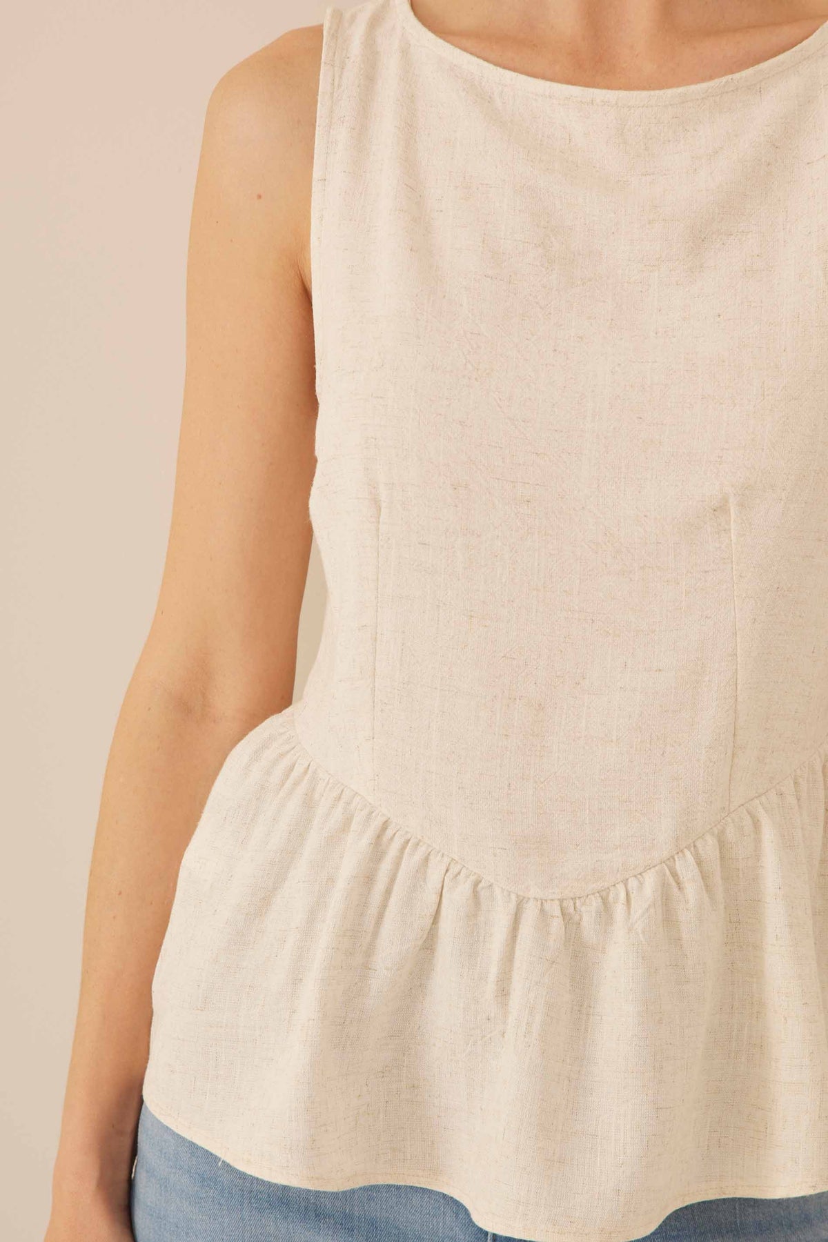 Blusa Peplum em Tecido Plano Resort - Doce Trama