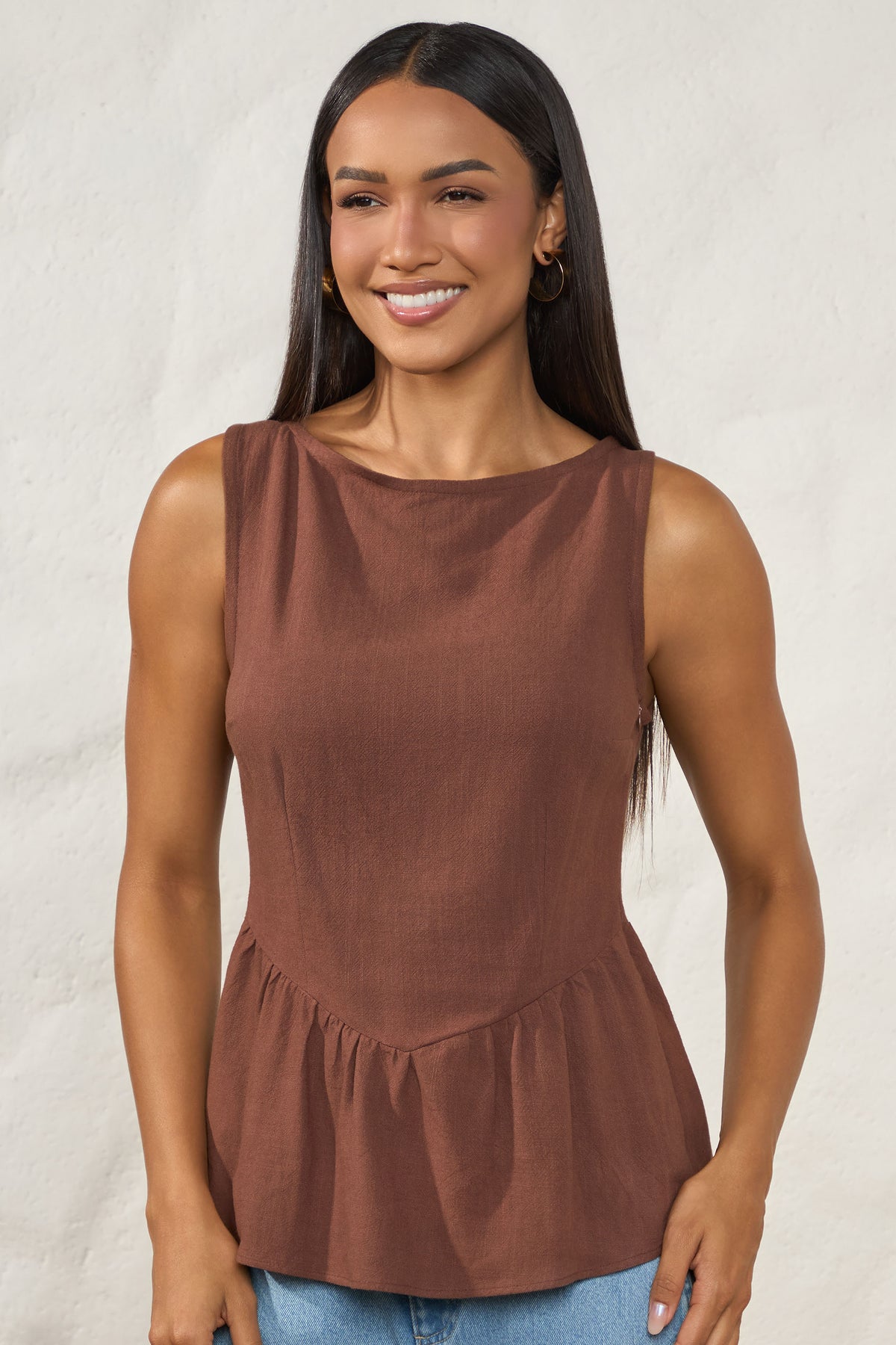 Blusa Peplum em Tecido Plano Resort - Doce Trama