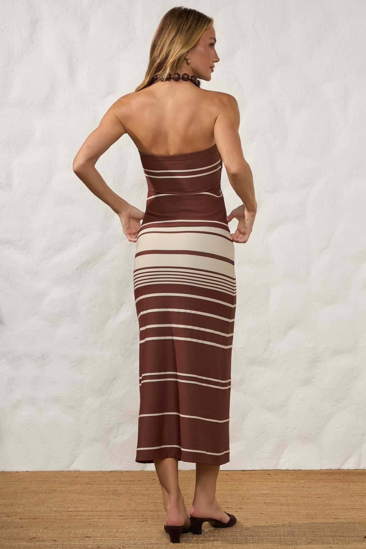 Saia Midi Evasê Malha Jacquard Listras Resort - Doce Trama