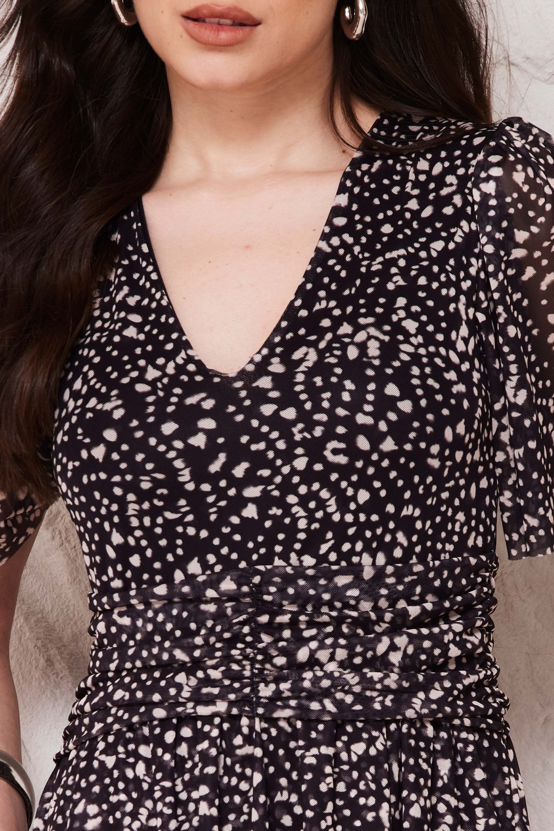 Vestido Curto Evasê em Tule com Drapeado Sunset - Doce Trama