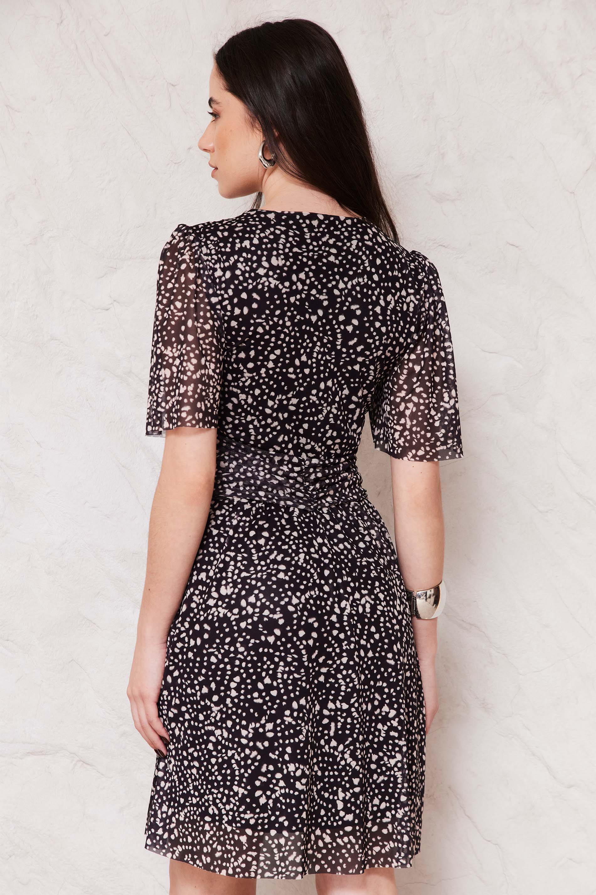 Vestido Curto Evasê em Tule com Drapeado Sunset - Doce Trama