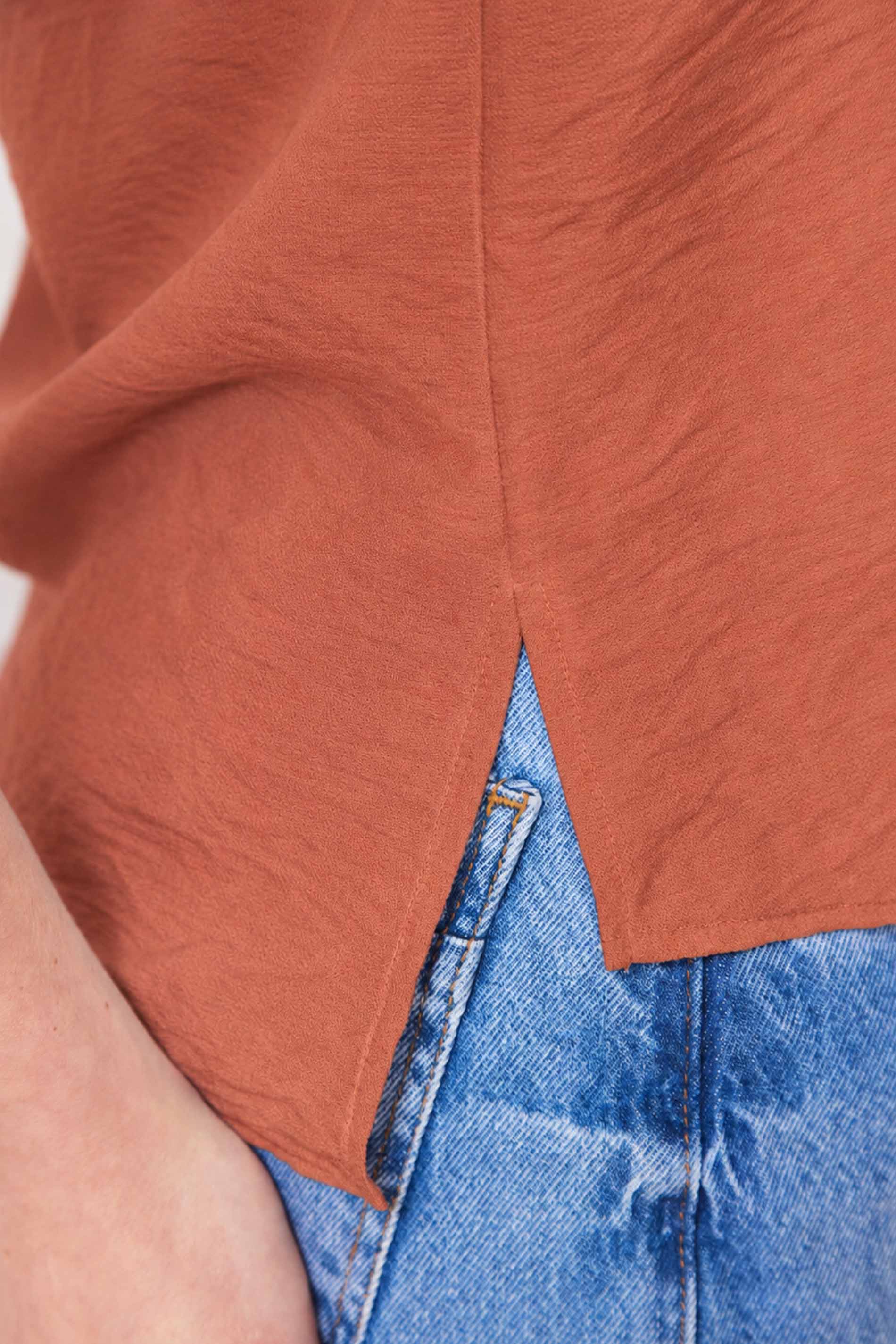 Camisa Feminina Reta Creponada Martingale Sunset- Doce Trama
