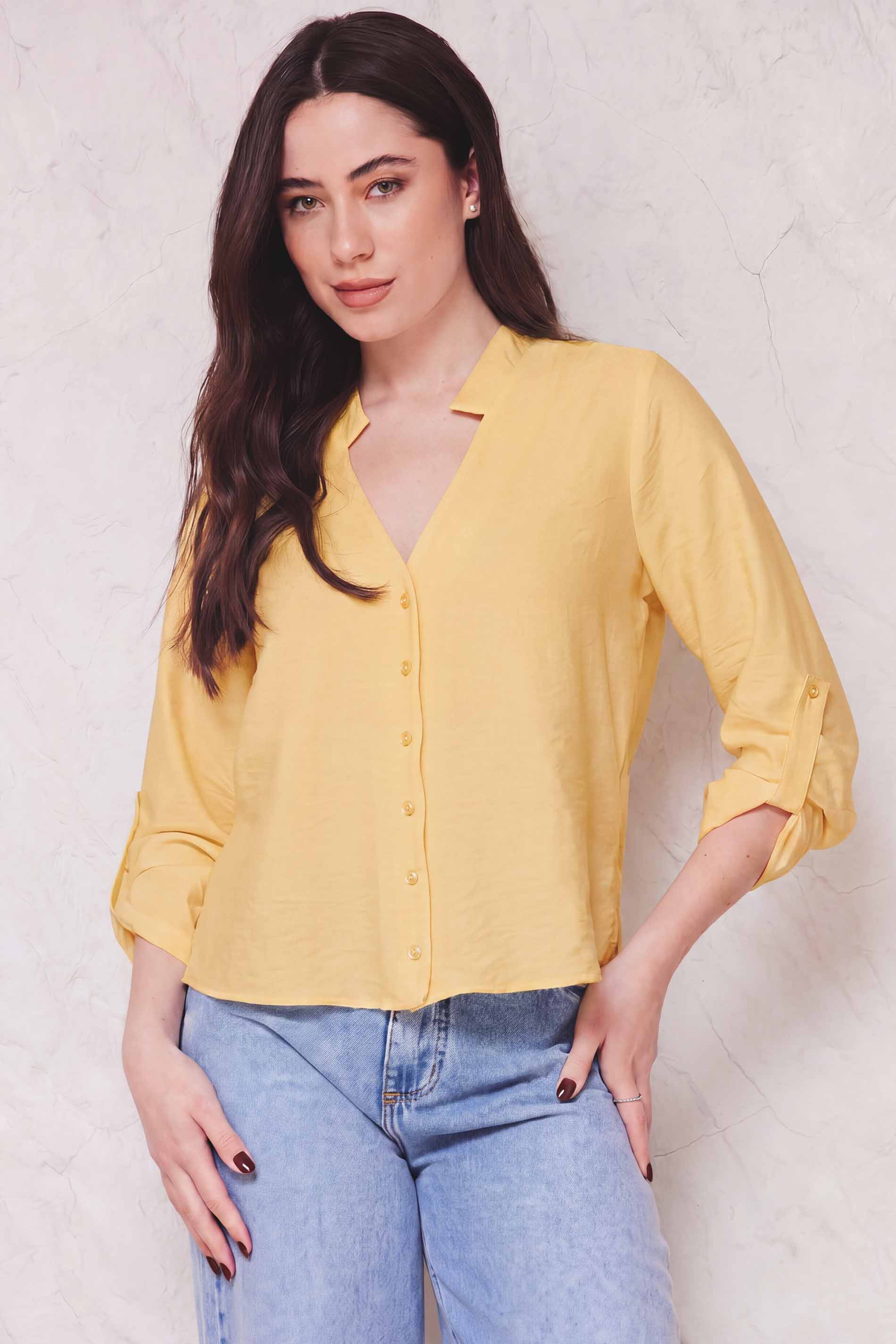 Camisa Feminina Reta Creponada Martingale Sunset- Doce Trama