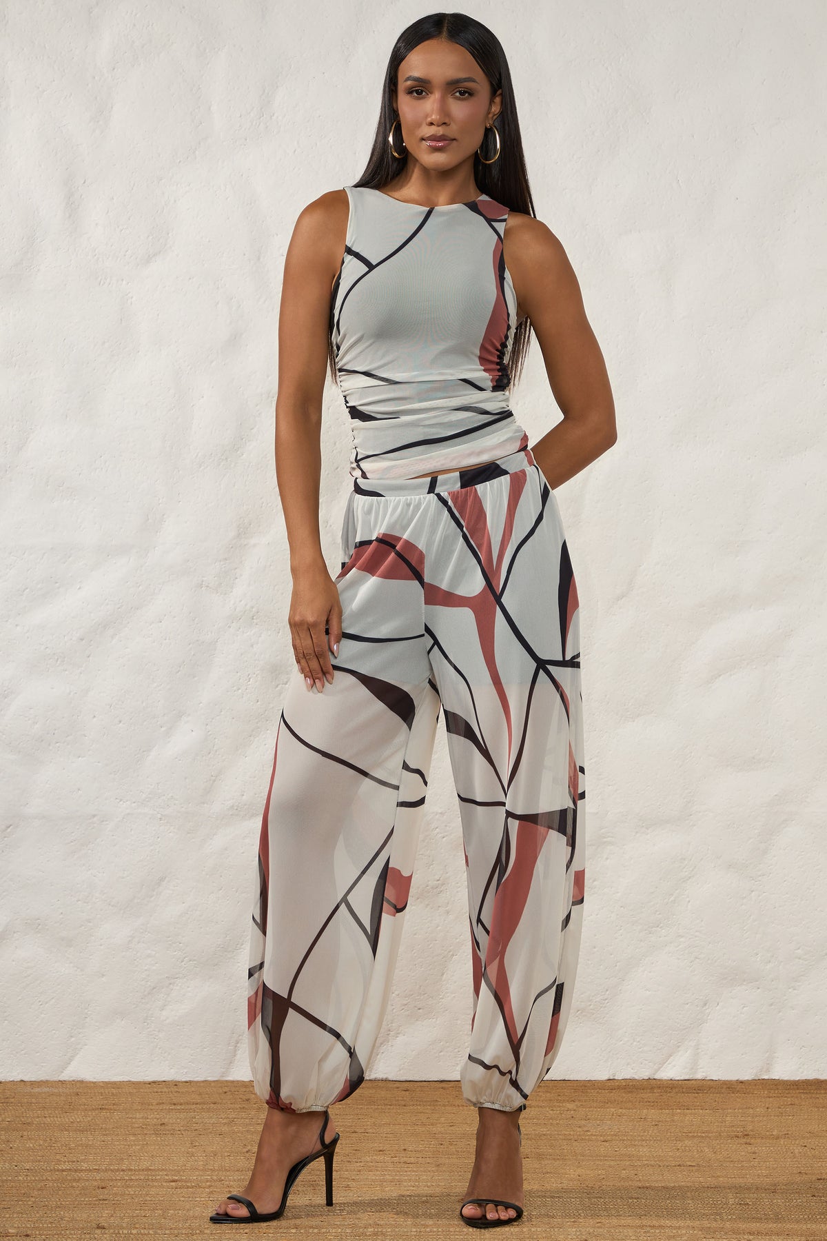 Calça Aladim em Tule Estampado Resort - Doce Trama