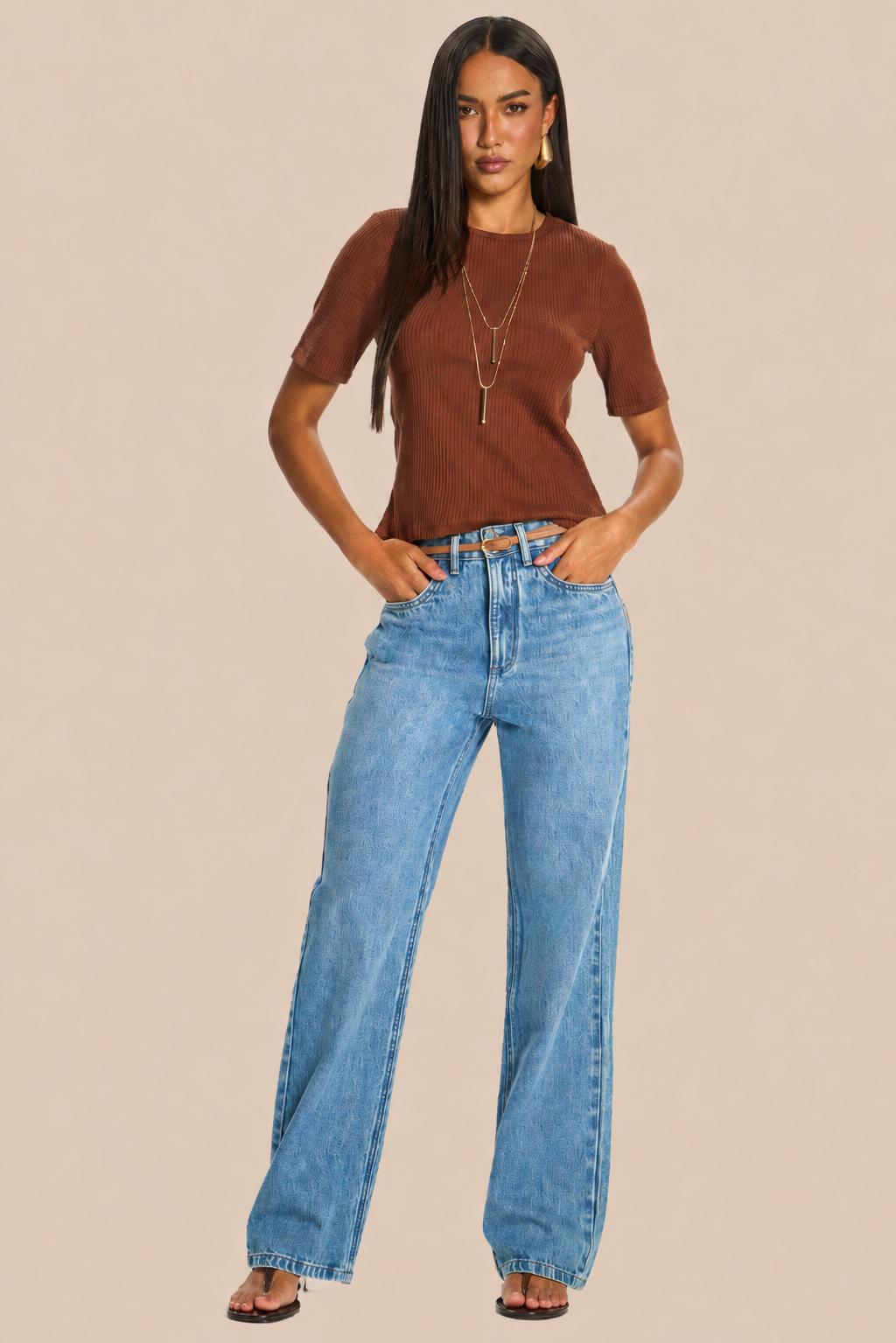 Calça Jeans Reta Cintura Alta Peônia - Doce Trama