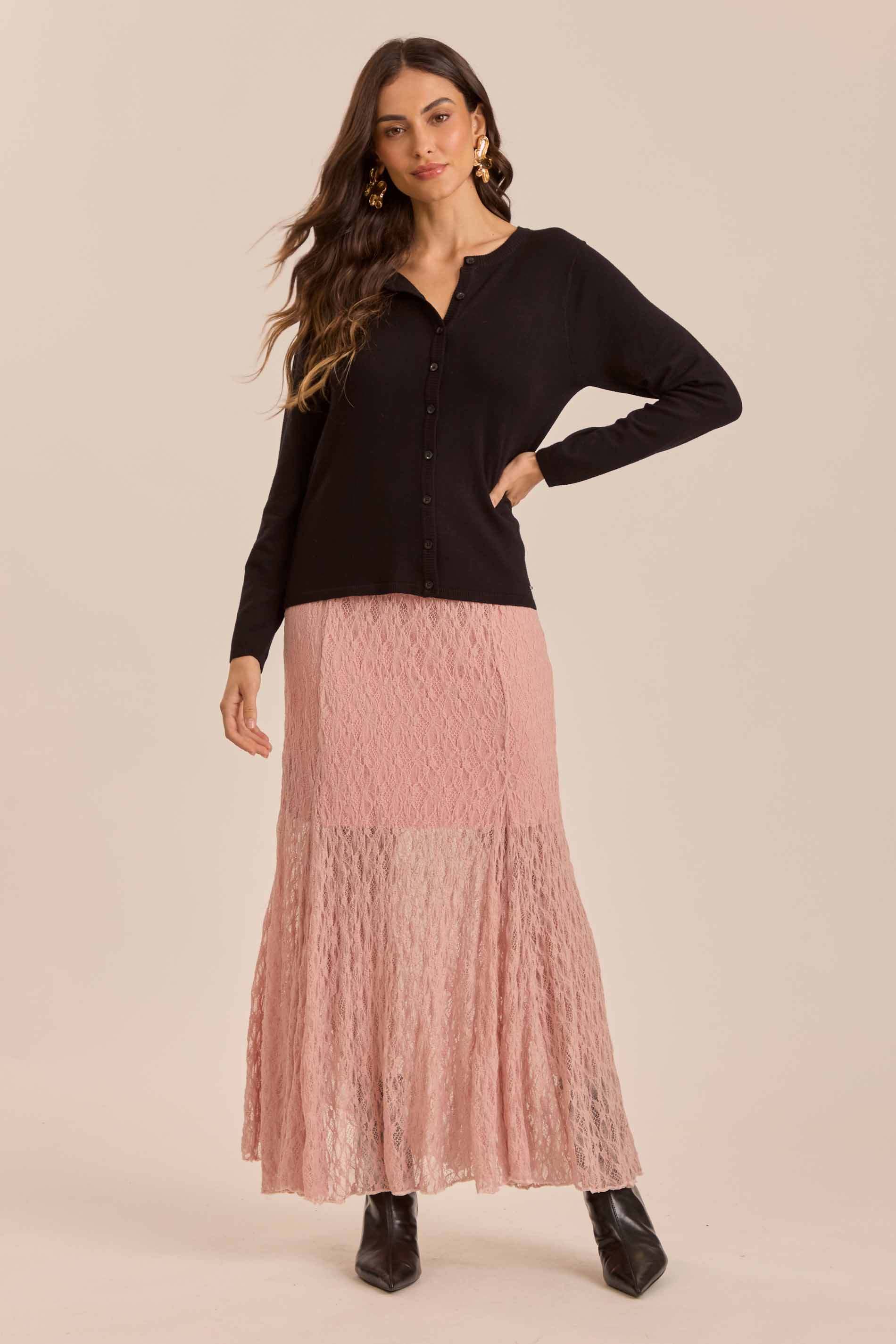 Cardigan Retrô Glam em Tricot