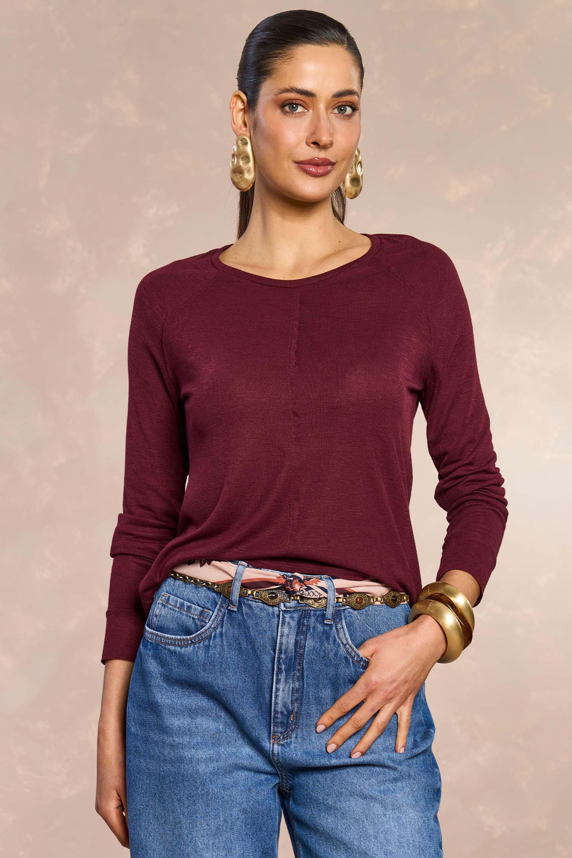 Blusa Retrô Glam em Tricot Flamê