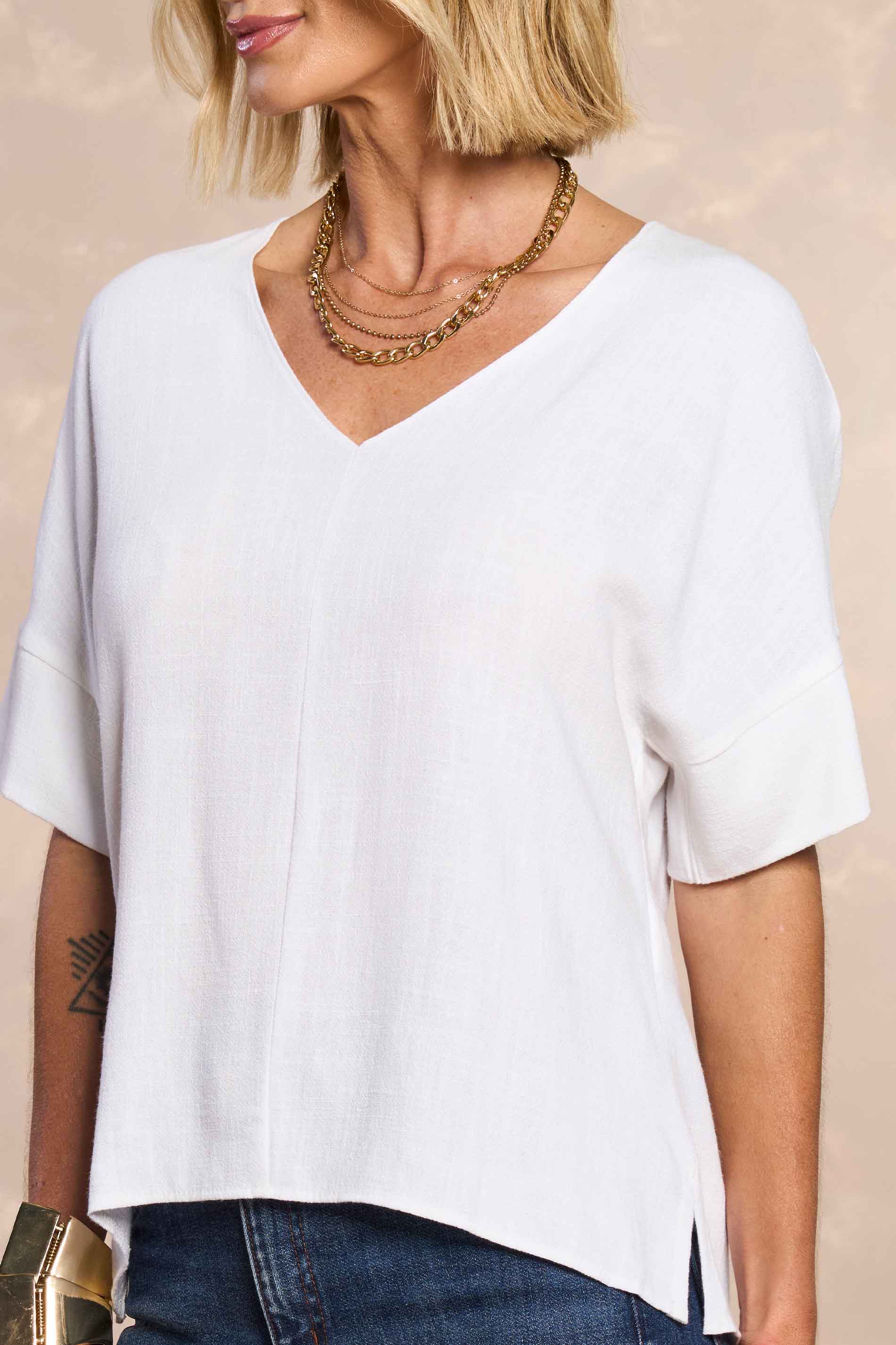 Blusa Soft Garden com Decote V