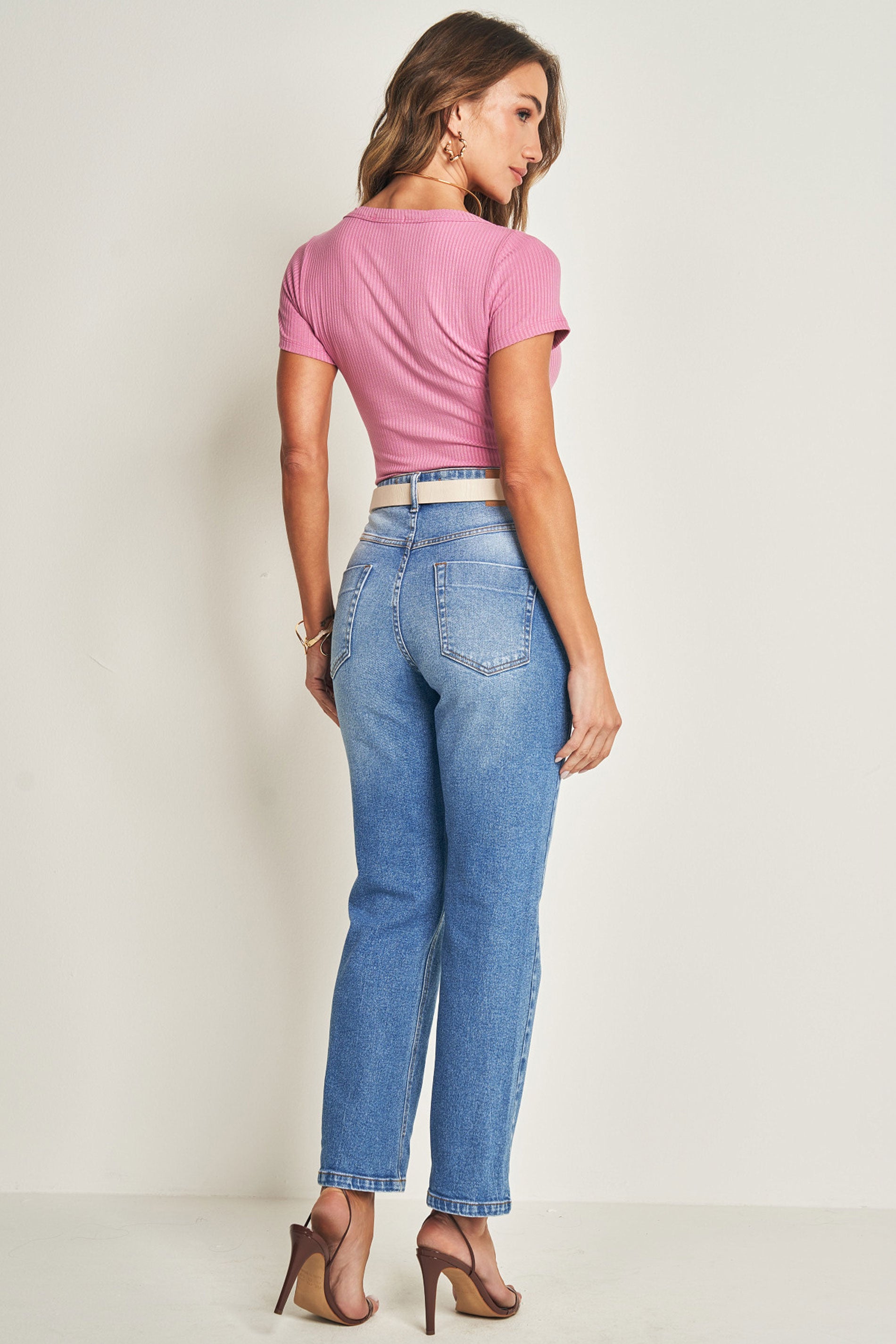 Blusa de manga curta em ribana slim