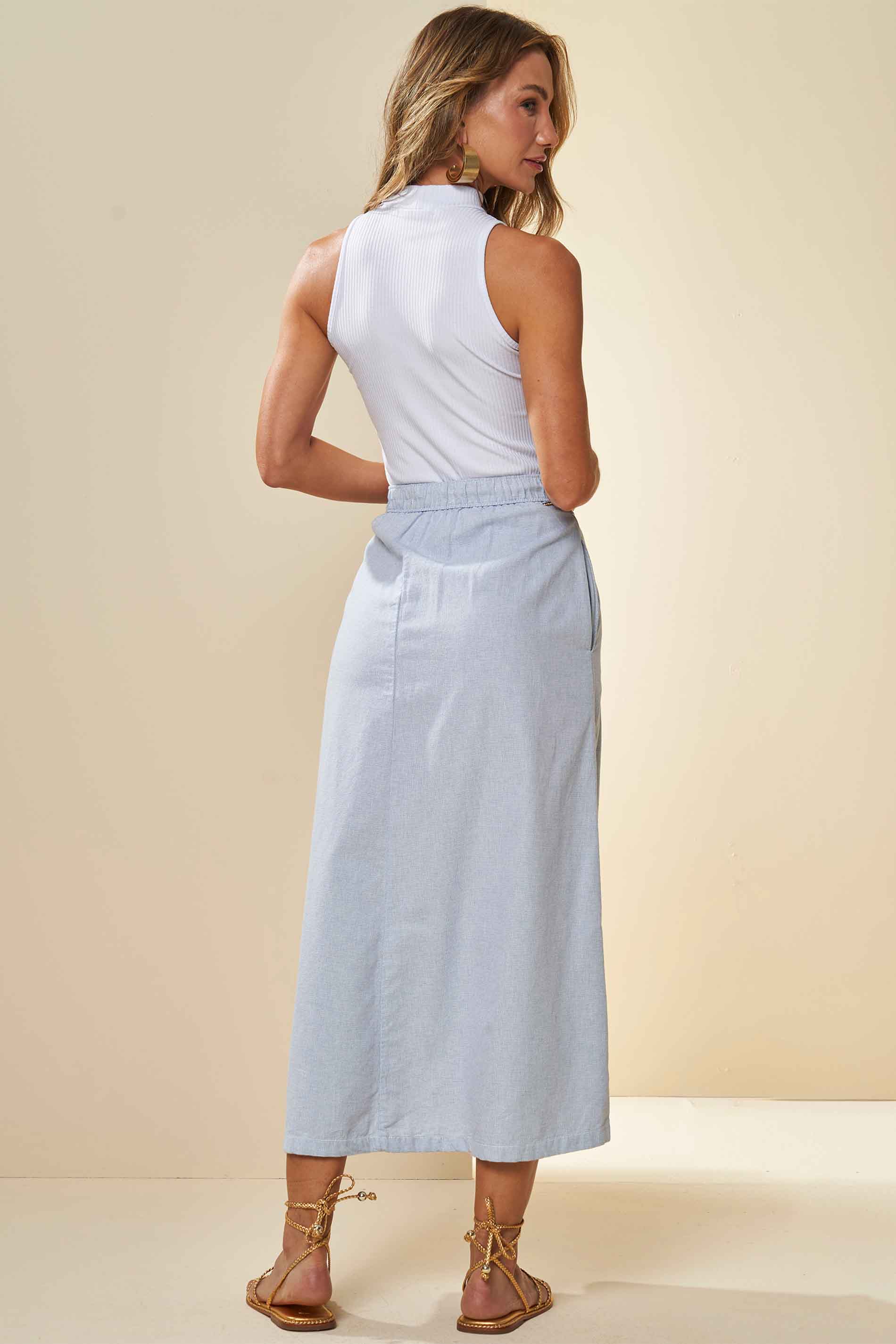 Blusa sem manga em ribana