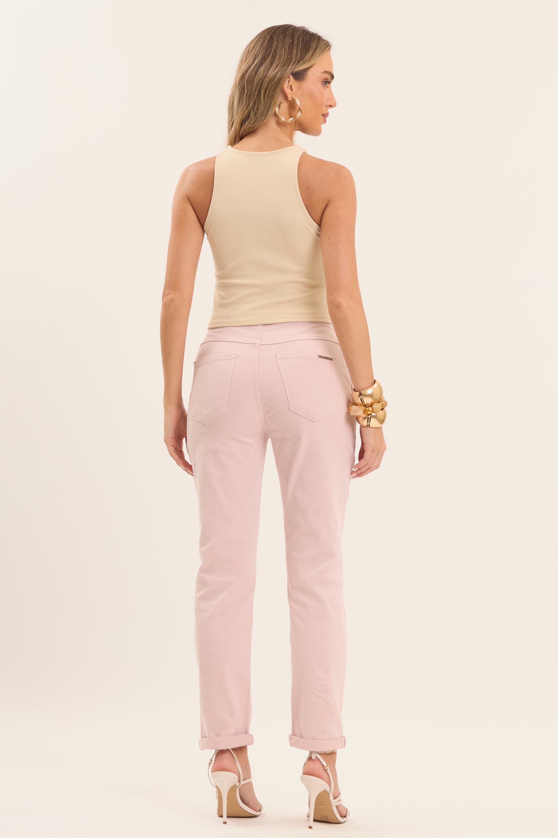 Calça Cintura Alta Boho com amarração