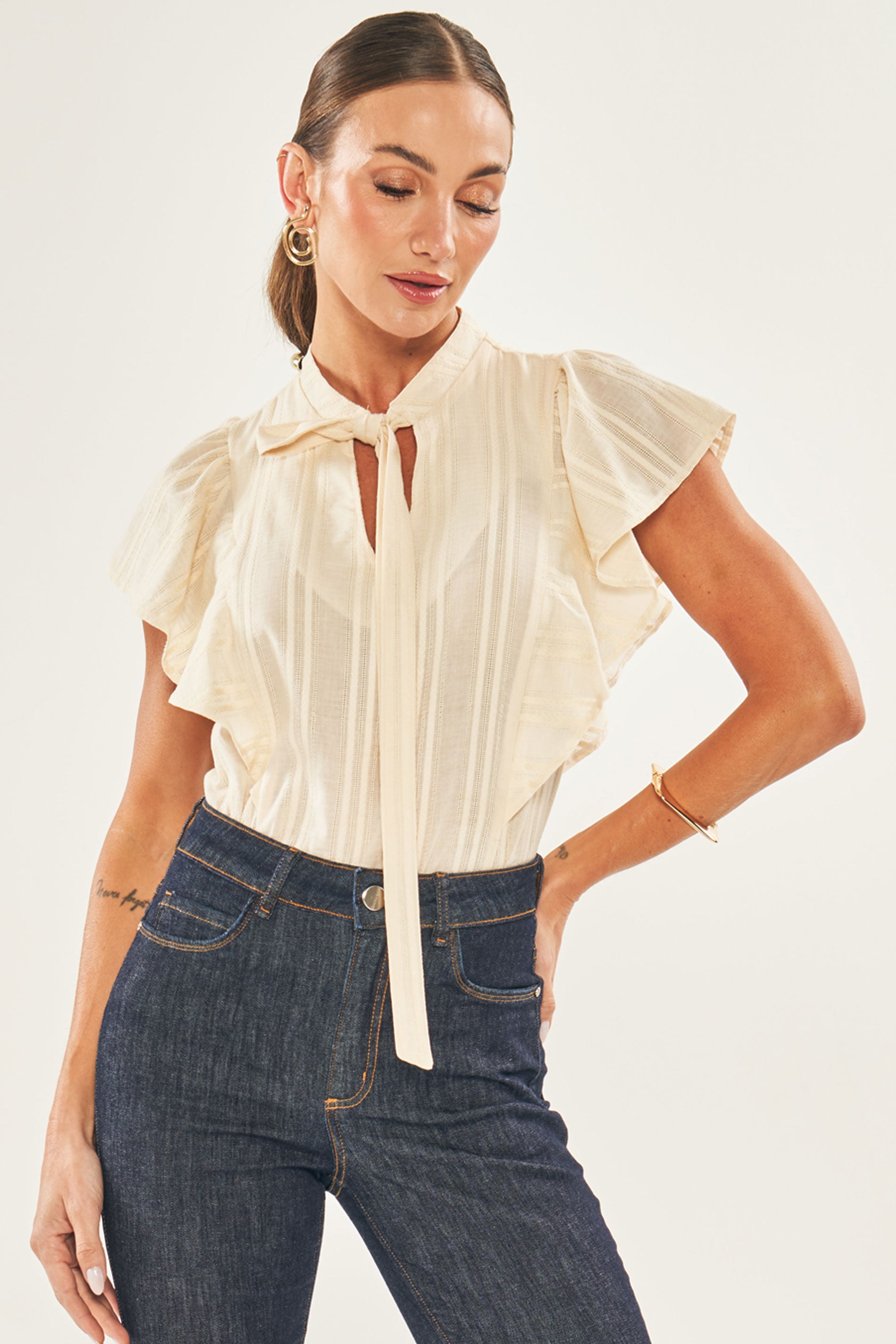 Calça Flora em Jeans com Elastano