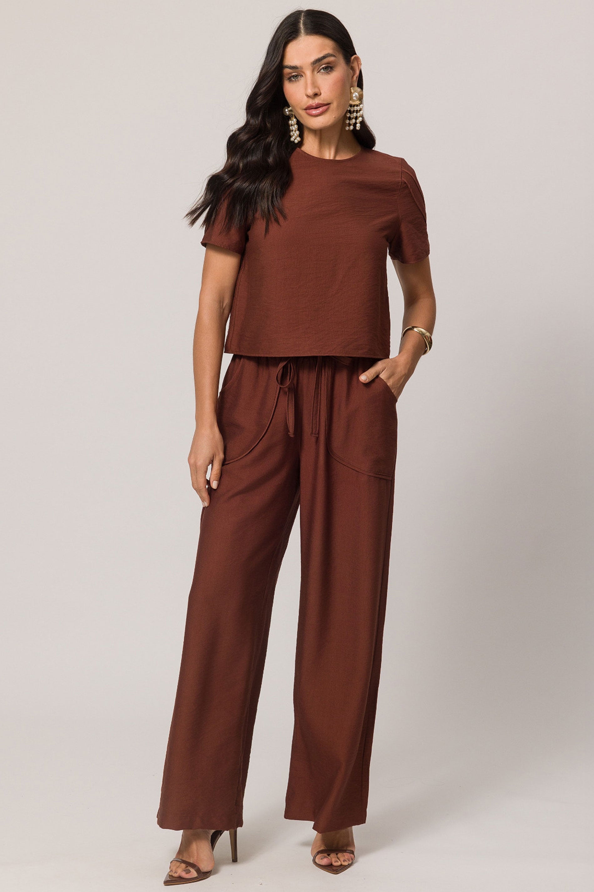 Blusa em viscoflow com manga curta